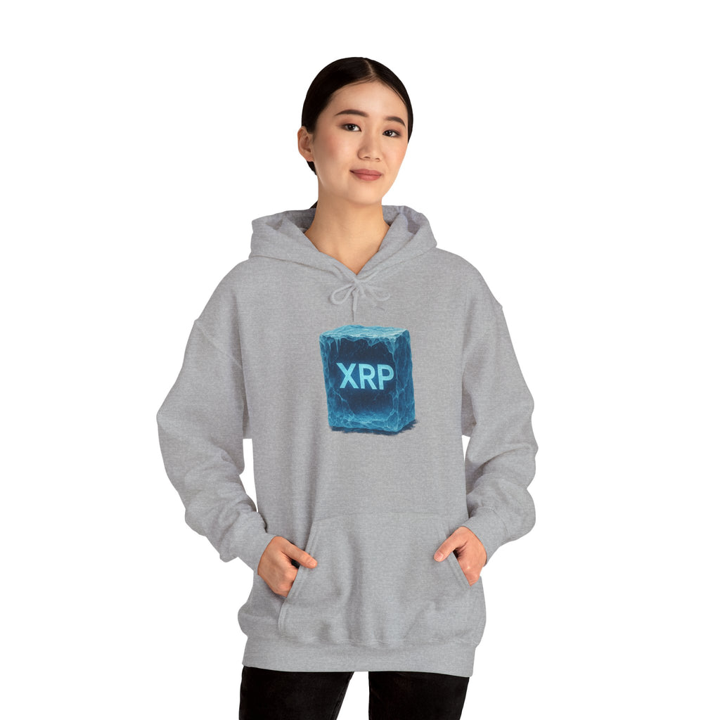 XRP Frozen Cube Hoodie — Crypto Ice Block Sweater for XRP Fans