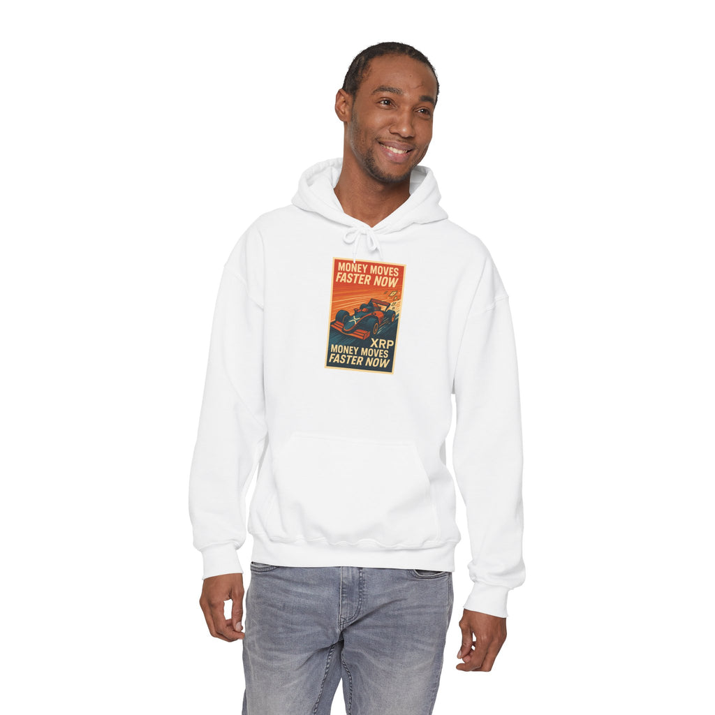 XRP 'Money Moves Faster Now' Hoodie – Crypto Retro Graphic Pullover
