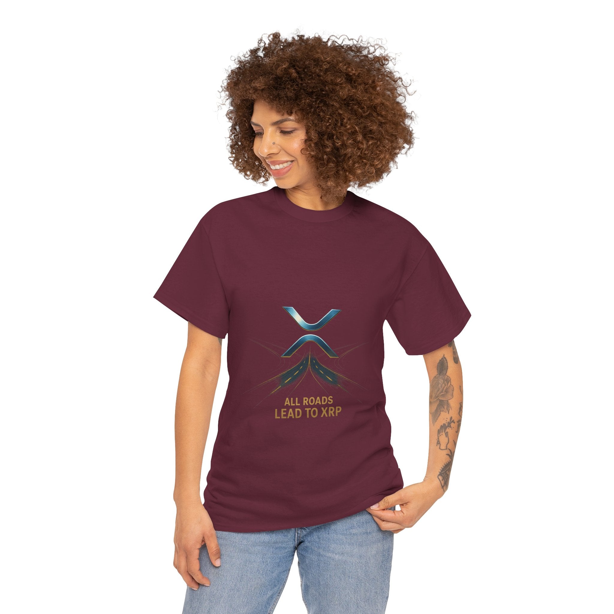 All Roads Lead to XRP T-Shirt — Crypto Ripple Logo Tee