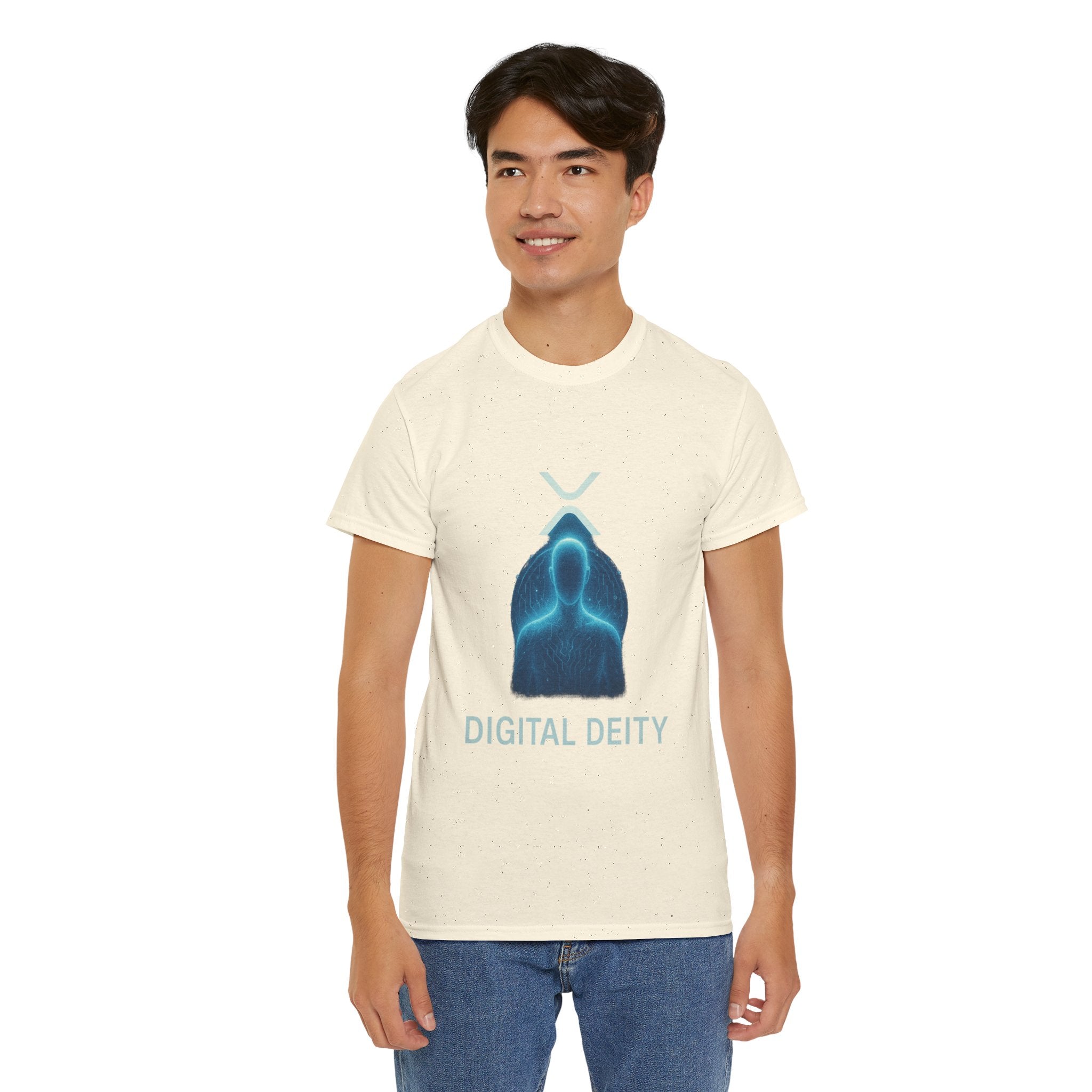 Digital Deity T‑Shirt — Futuristic Neon Tech Hoodie Tee