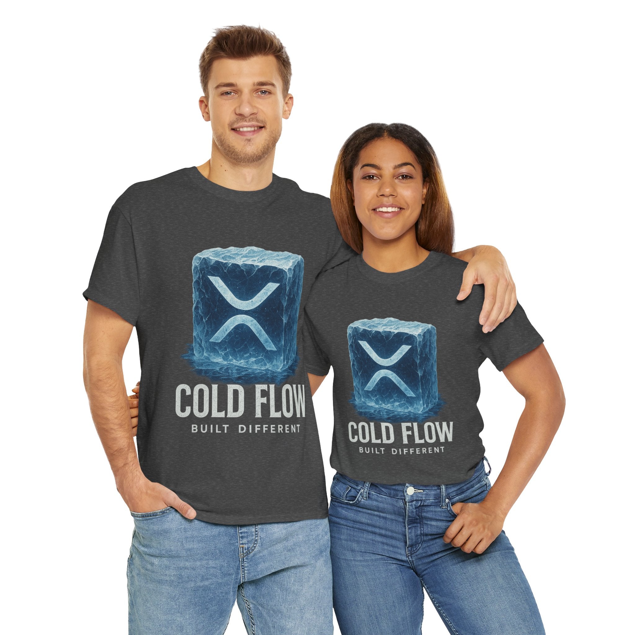 Cold Flow Ripple Logo T‑Shirt — 'Cold Flow: Built Different' Ice Cube Design