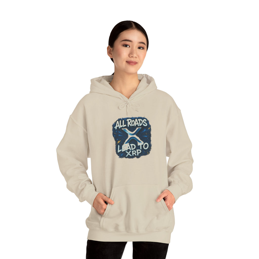All Roads Lead to XRP Hoodie – Crypto Ripple Logo Sweatshirt