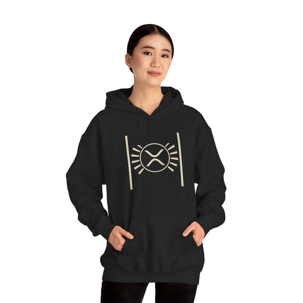 XRP Minimalist Logo Hoodie — Crypto Sun Symbol Sweatshirt
