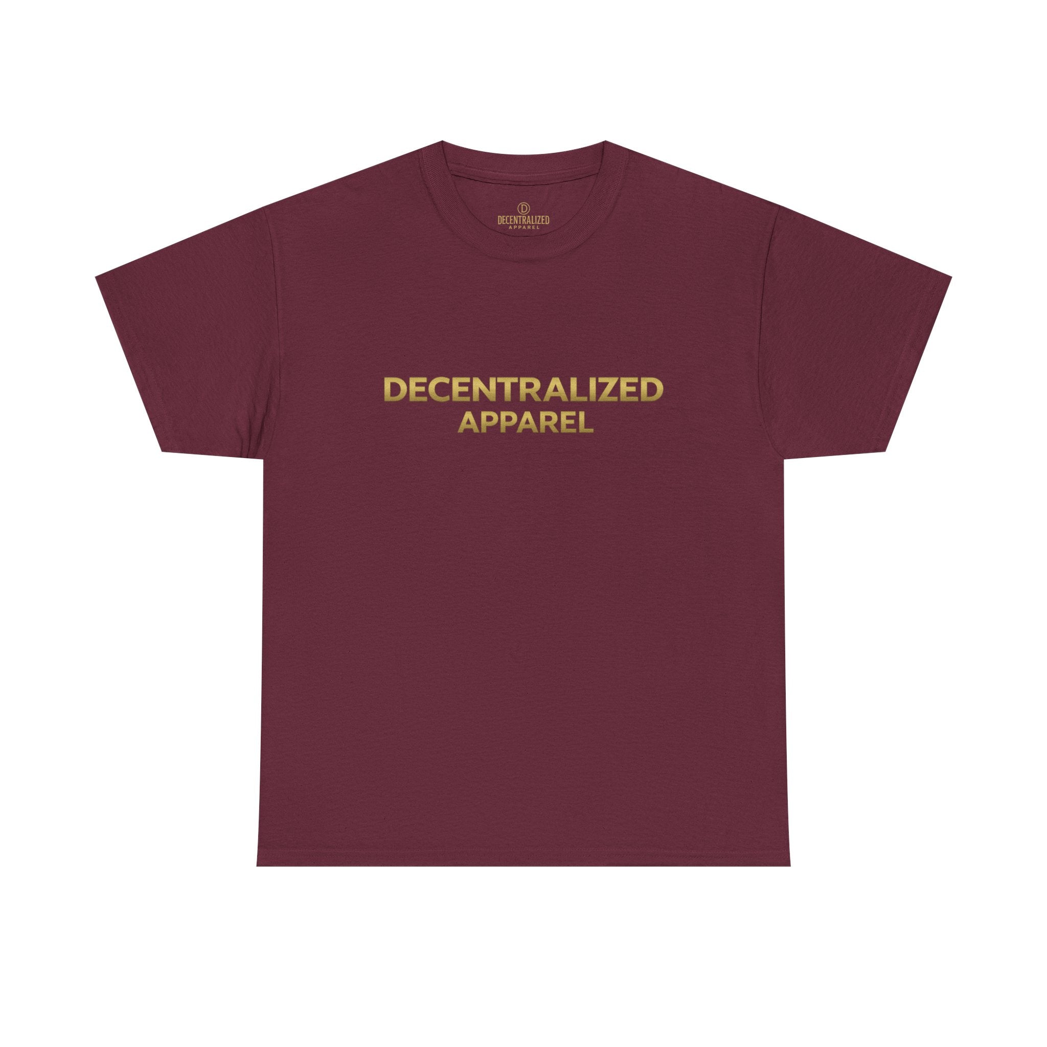 Decentralized Apparel T‑Shirt — Minimal Gold Logo Tee