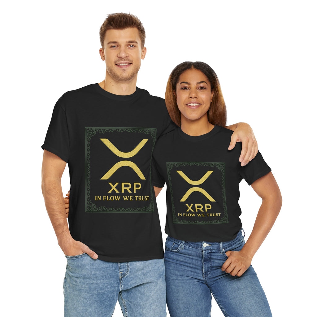 XRP Logo T-Shirt — "In Flow We Trust" Crypto Tee for Ripple Fans