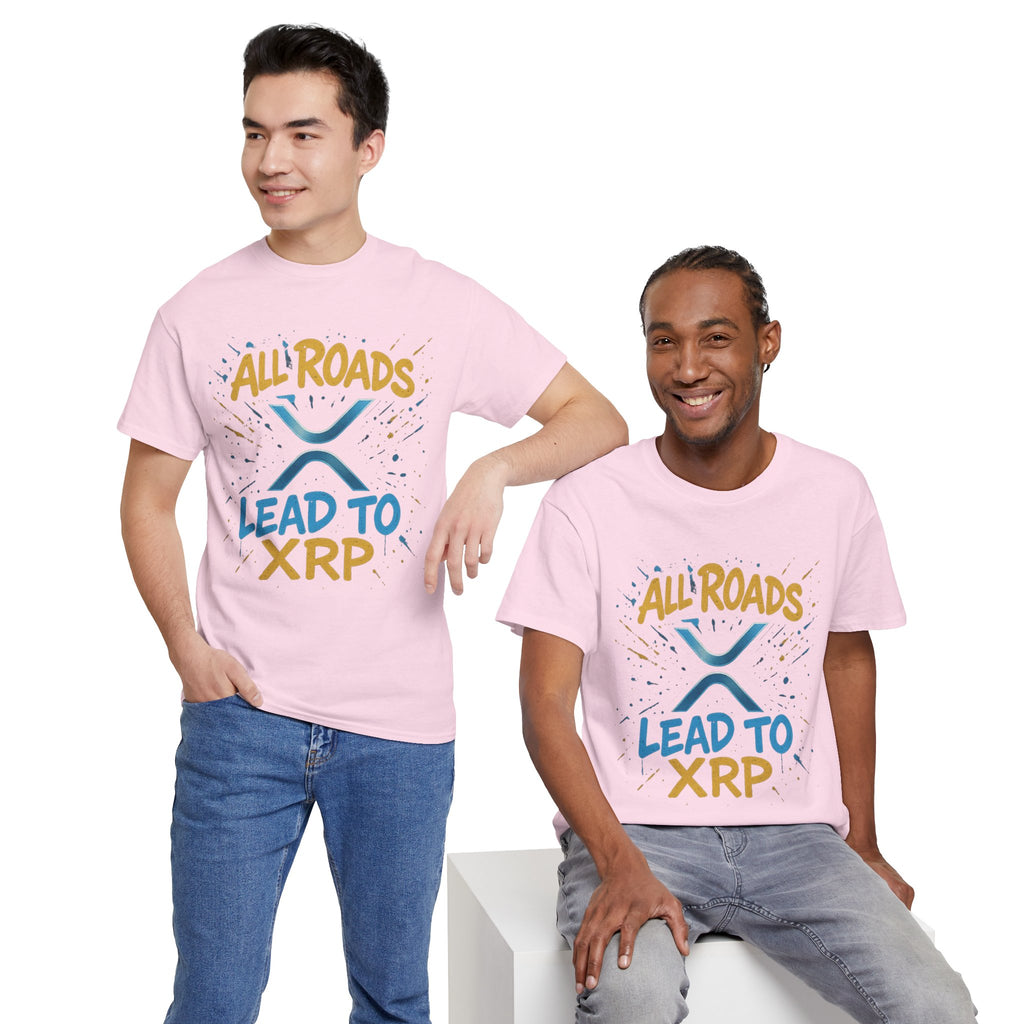 XRP Crypto Tee — "All Roads Lead to XRP" Casual Cryptocurrency Shirt