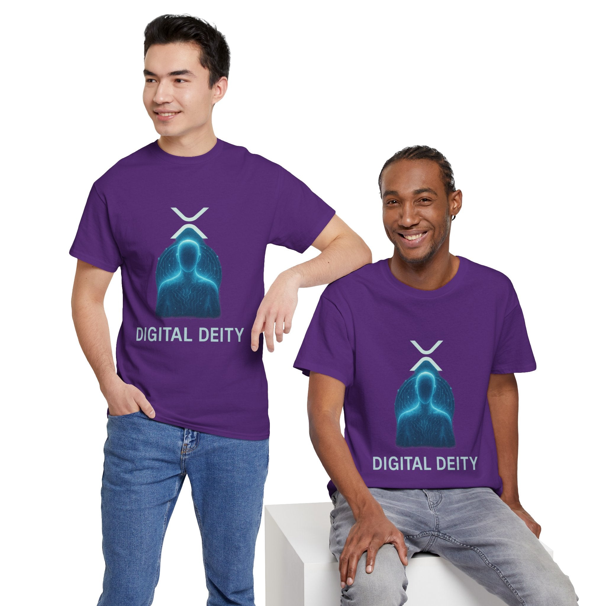 Digital Deity T‑Shirt — Futuristic Neon Tech Hoodie Tee