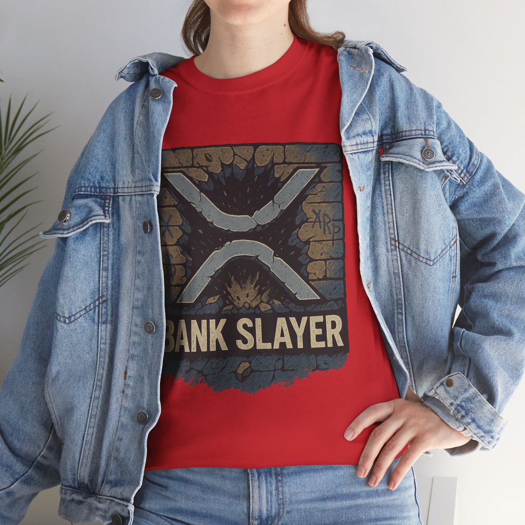 Bank Slayer T‑Shirt — Retro Grunge Crypto XRP Design