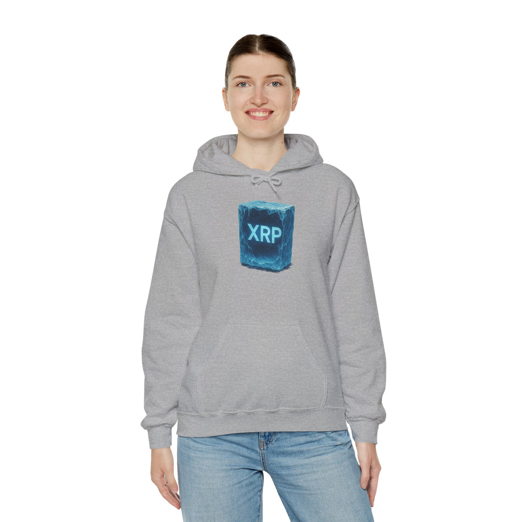 XRP Frozen Cube Hoodie — Crypto Ice Block Sweater for XRP Fans