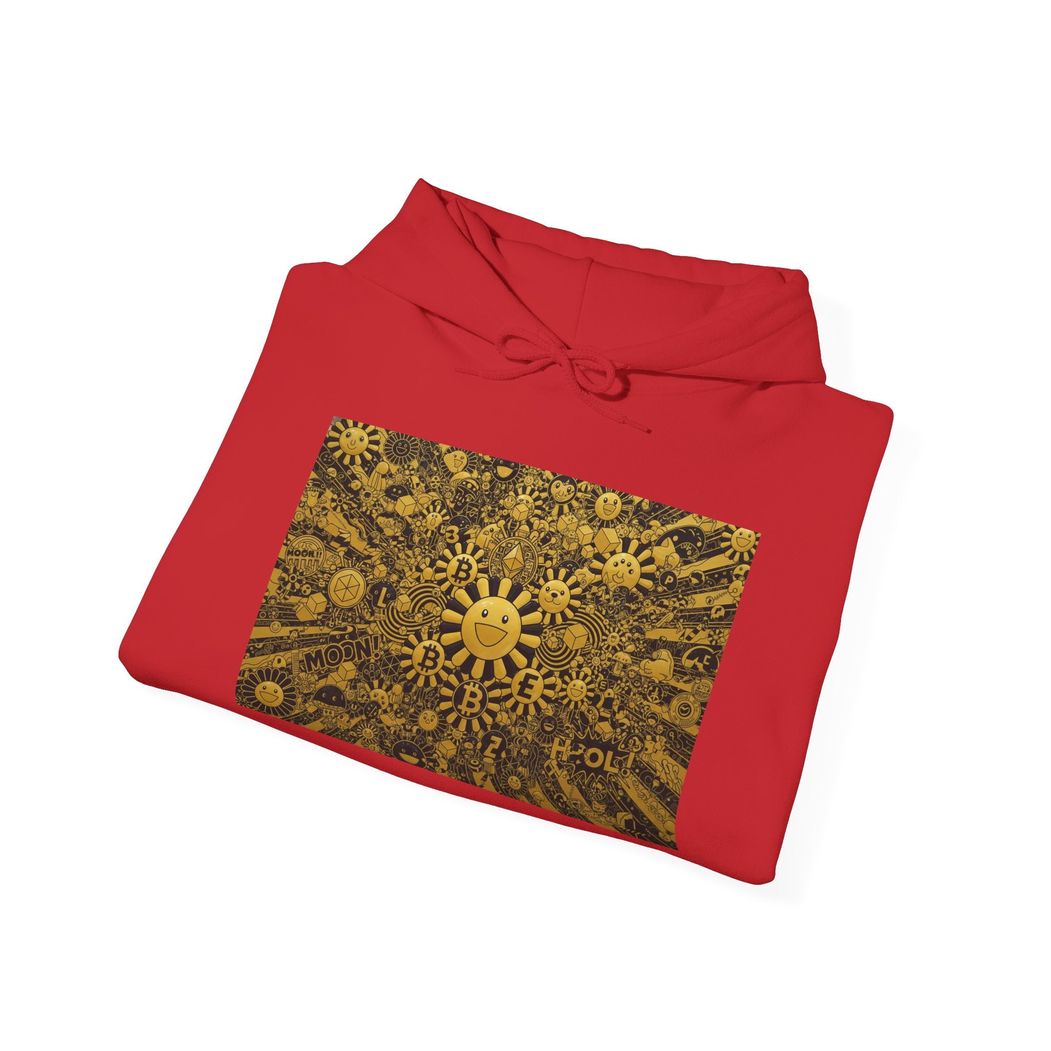 Solar Mandala Hoodie — Golden Sunburst Graphic Pullover