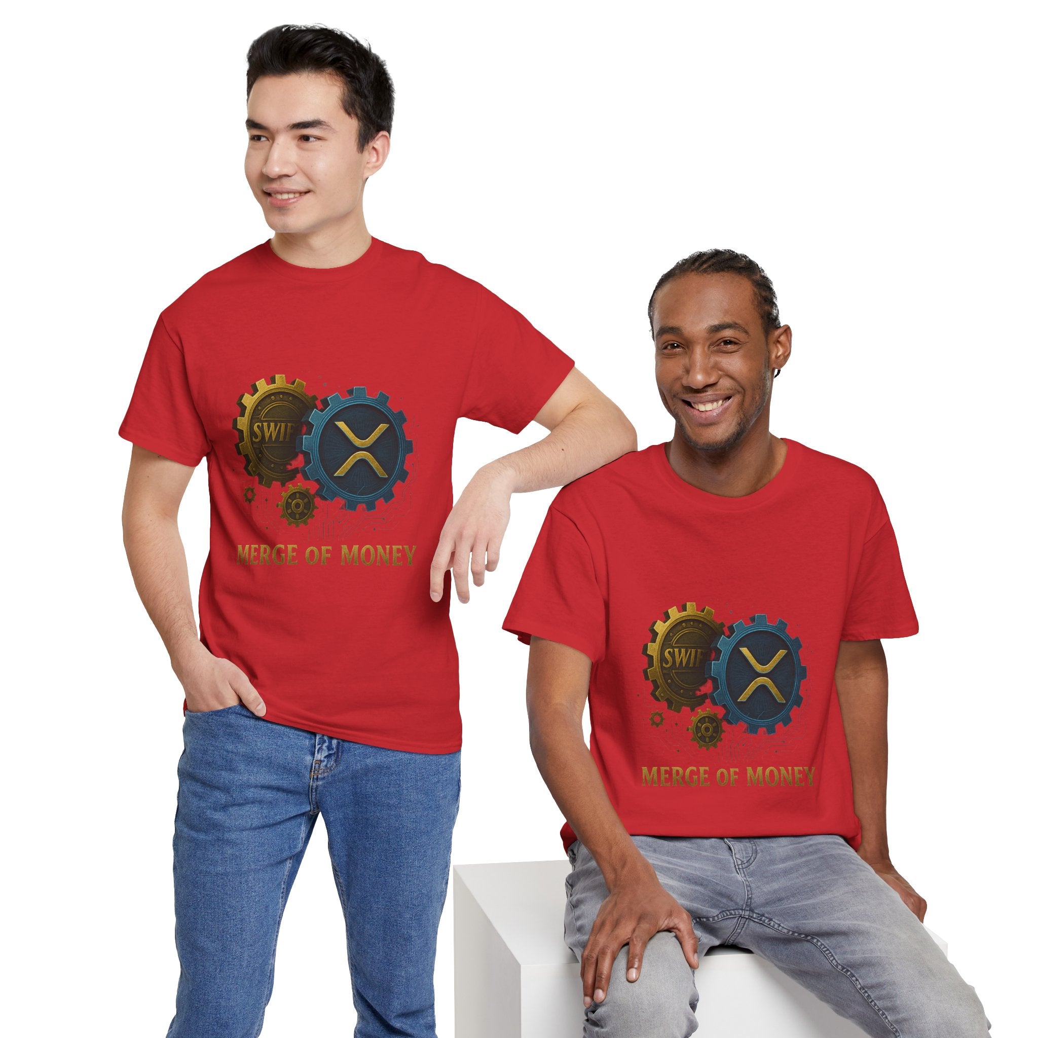 Merge of Money Tee - Cryptocurrency Gears XRP & SWI Crypto T-Shirt