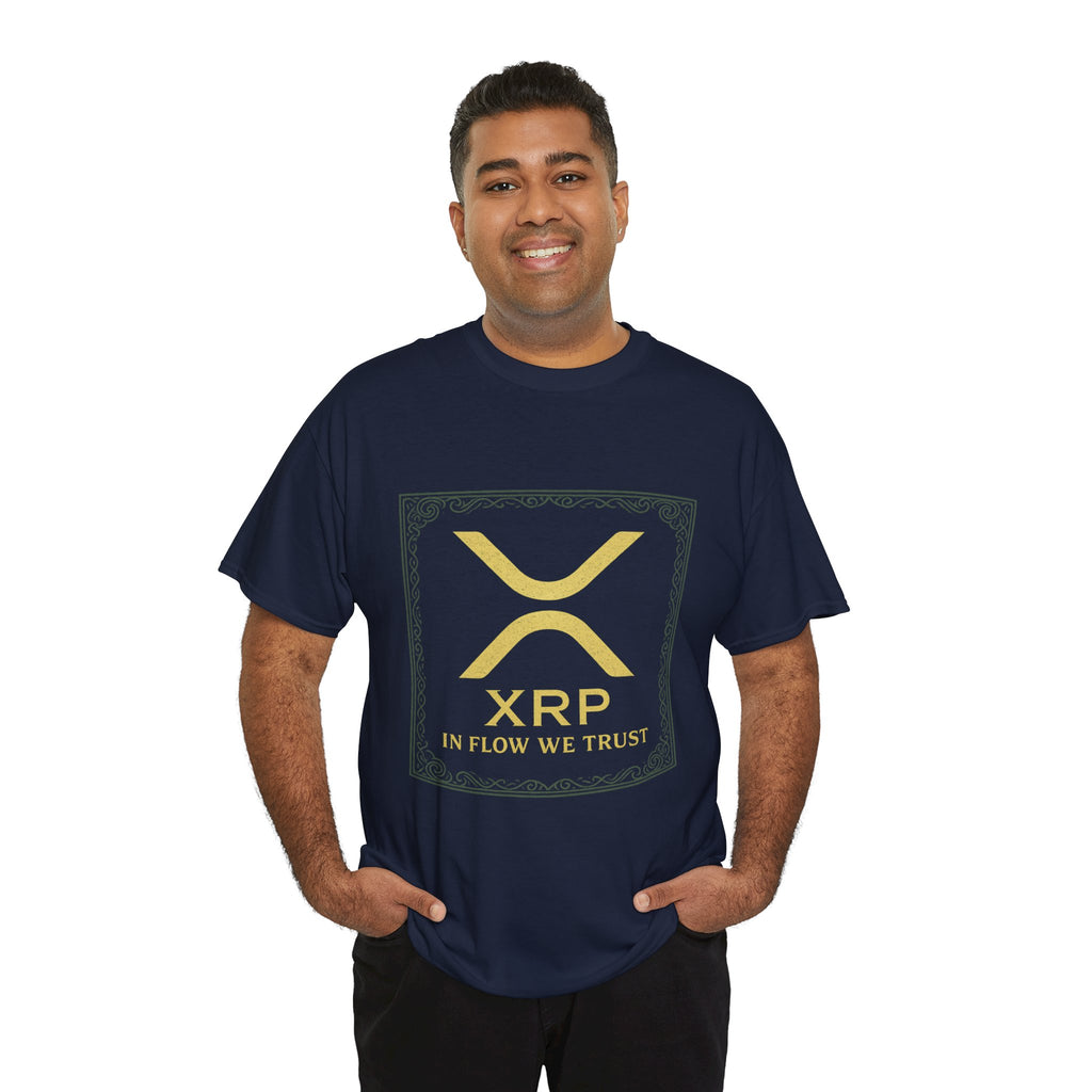 XRP Logo T-Shirt — "In Flow We Trust" Crypto Tee for Ripple Fans