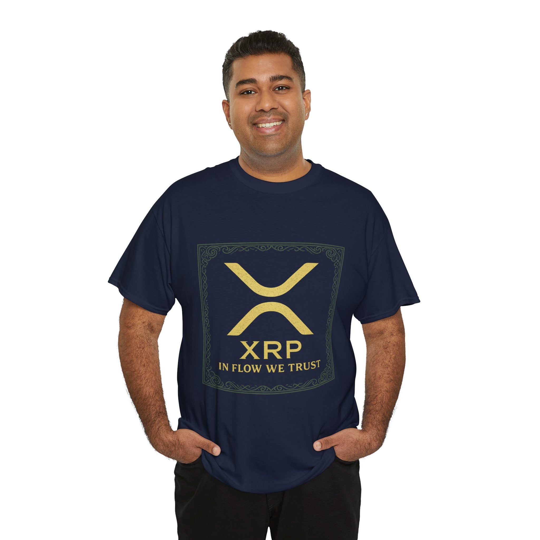 XRP Logo T-Shirt — "In Flow We Trust" Crypto Tee for Ripple Fans