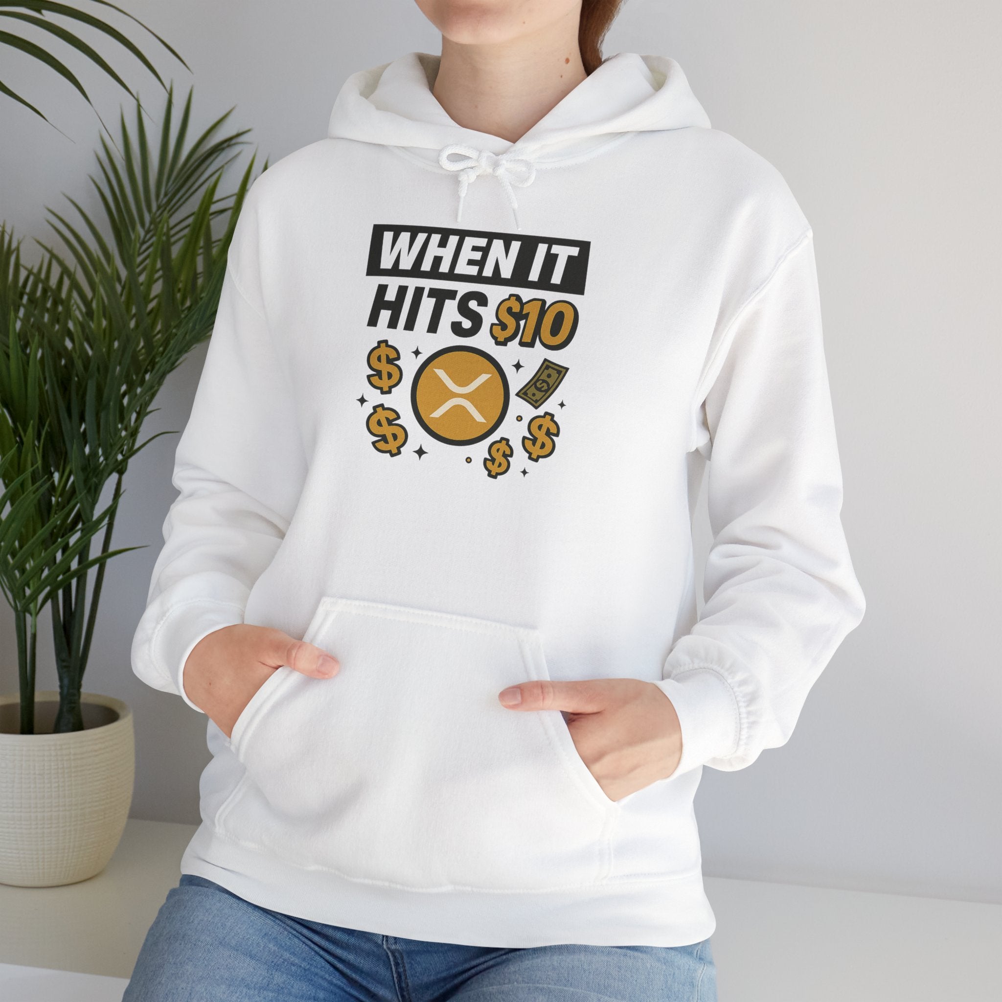 Crypto HODL Hoodie – "When It Hits 10" Funny XRP Coin Sweatshirt