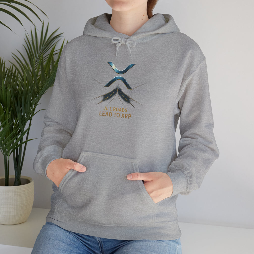 XRP Logo Hoodie — "All Roads Lead to XRP" Minimal Crypto Hoodie