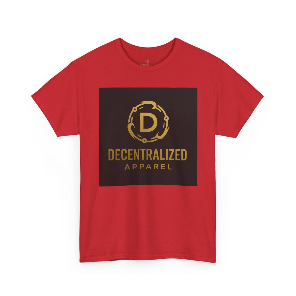 Decentralized Apparel Logo Tee — Gold Emblem Cotton T-Shirt