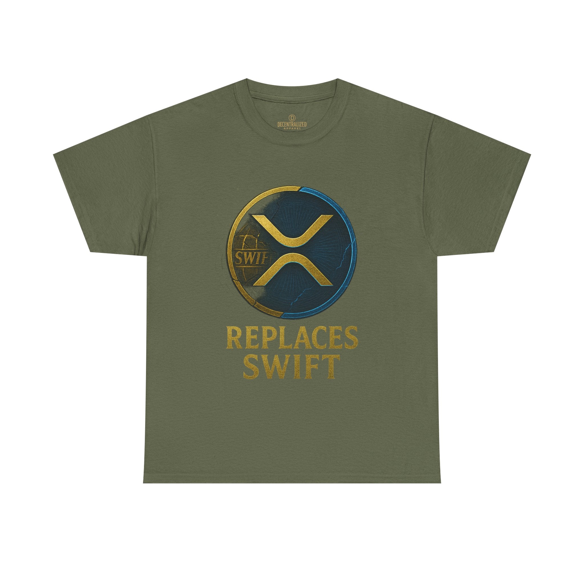 XRP 'Replaces Swift' Cotton Tee — Crypto Ripple Logo T-Shirt