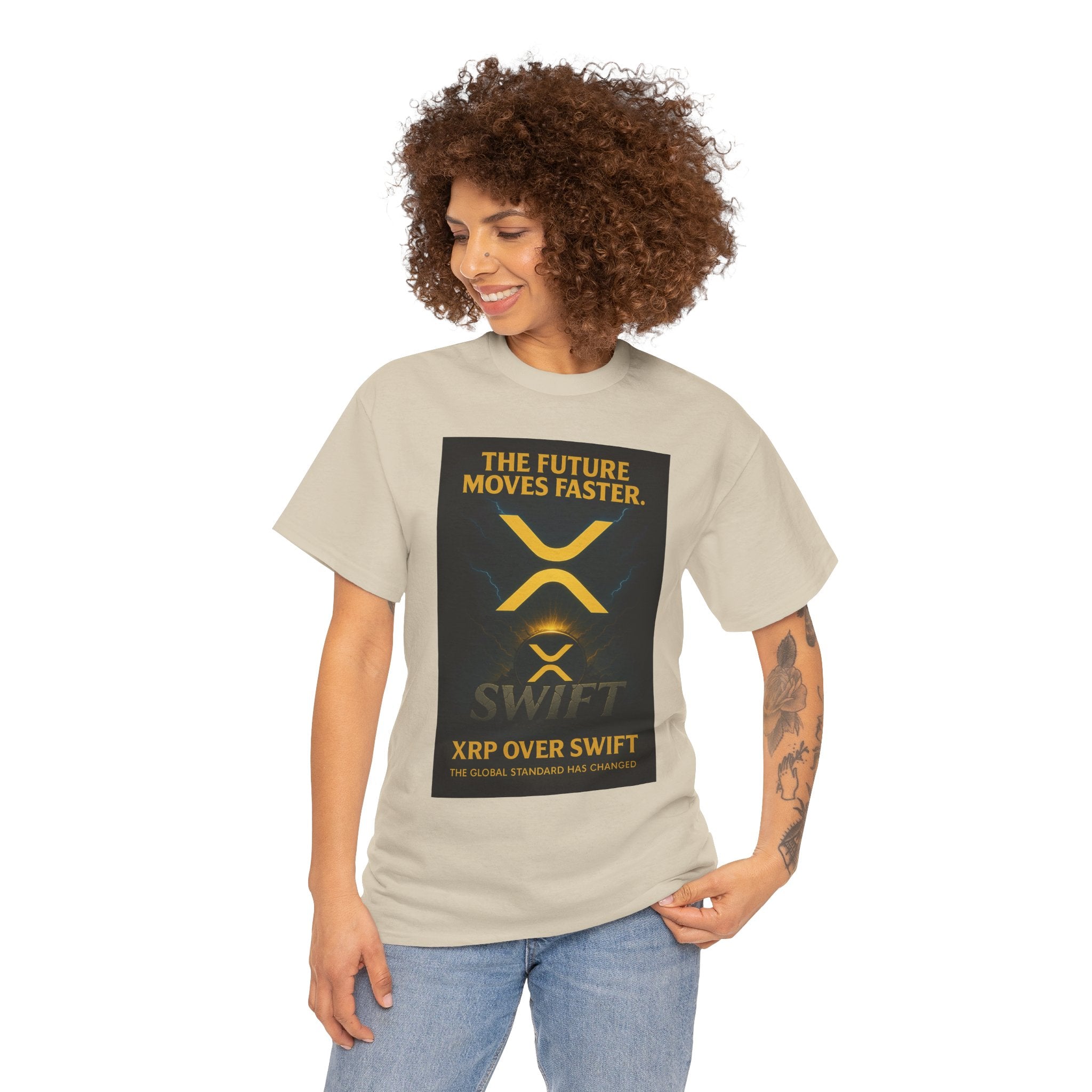 XRP Swift Crypto T-Shirt — “The Future Moves Faster” XRP Over Swift Tee