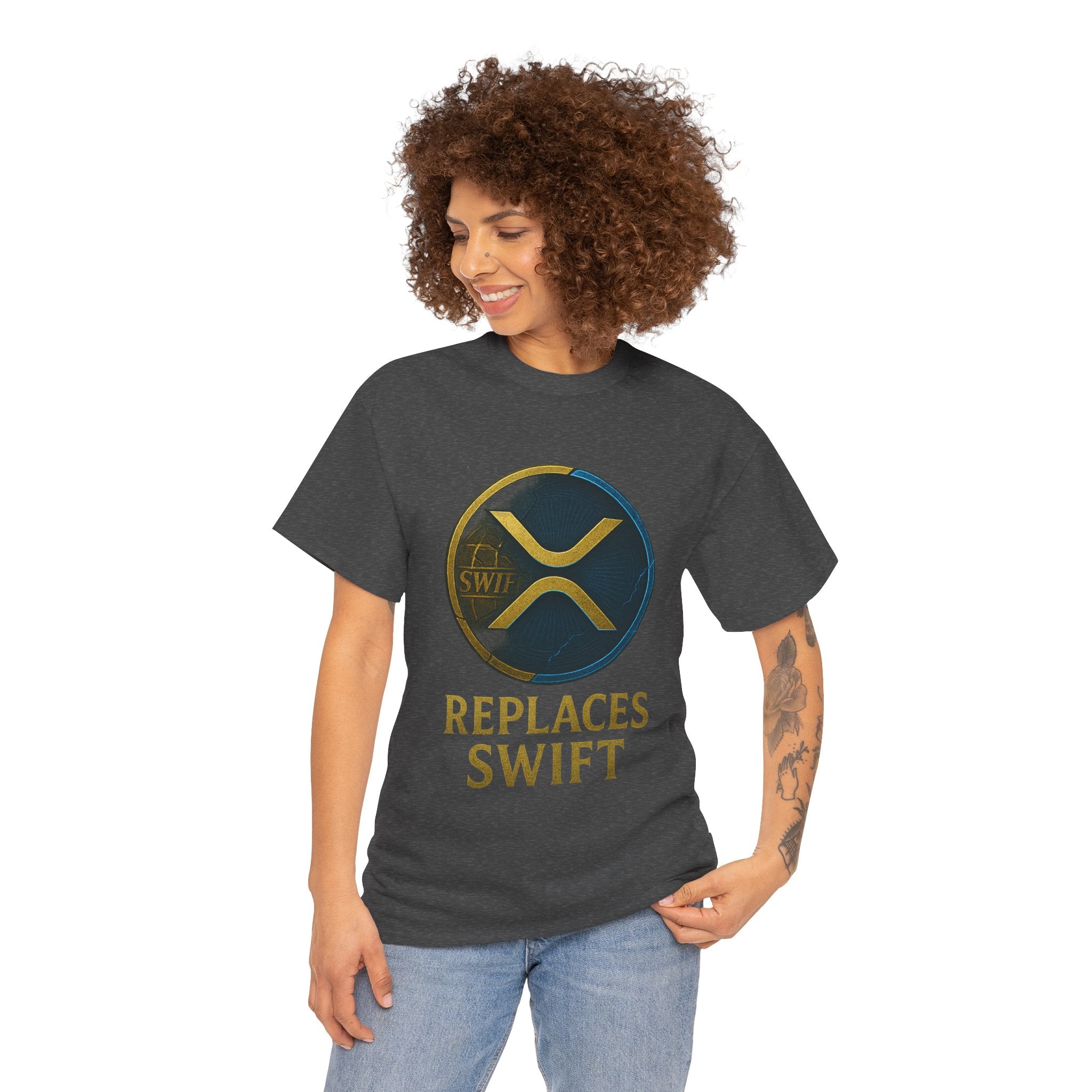 XRP 'Replaces Swift' Cotton Tee — Crypto Ripple Logo T-Shirt