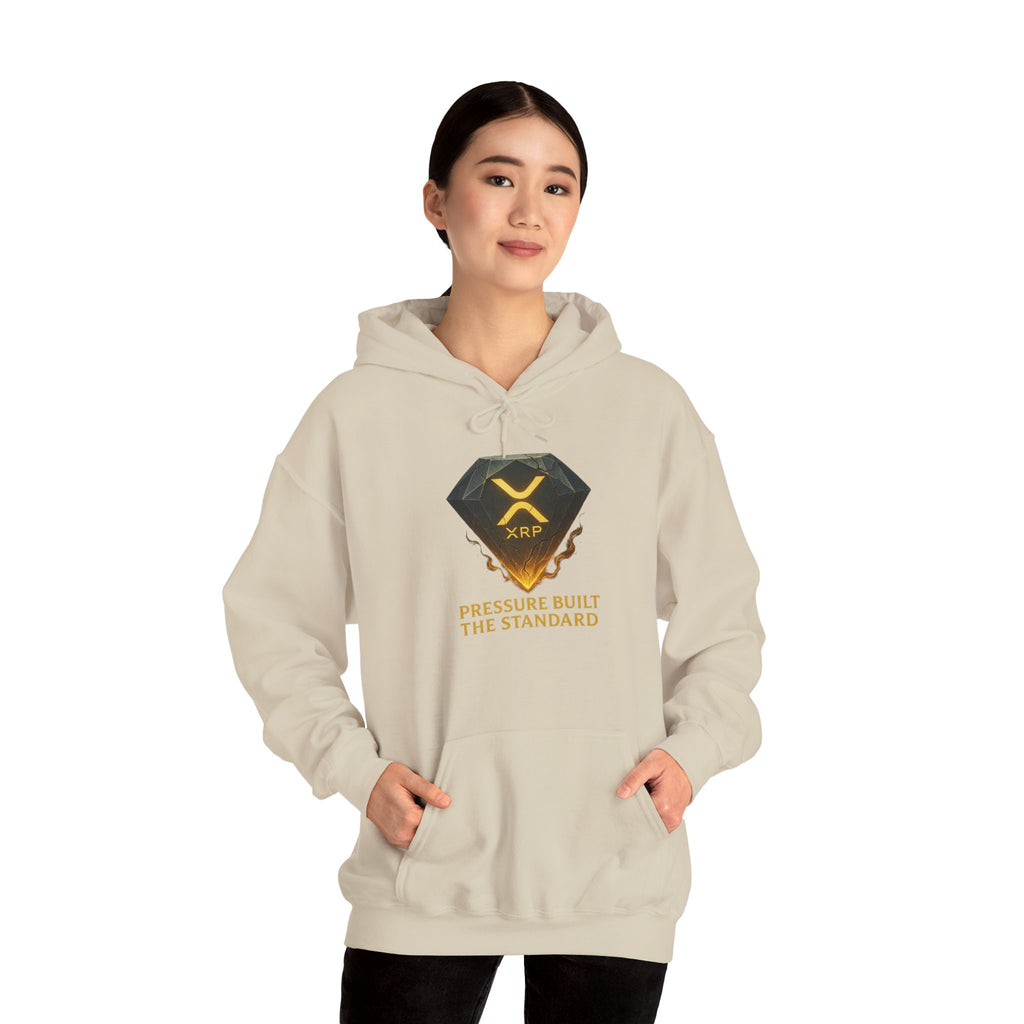 XRP Crypto Hoodie — "Pressure Built The Standard" Logo Pullover