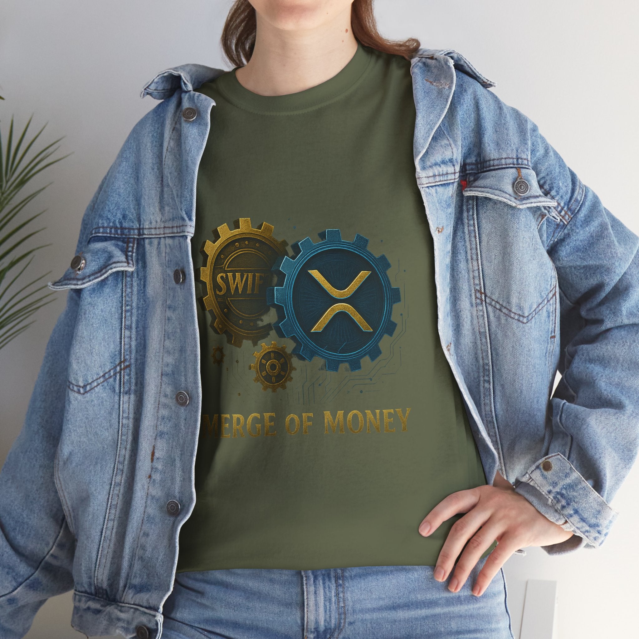 Merge of Money Tee - Cryptocurrency Gears XRP & SWI Crypto T-Shirt