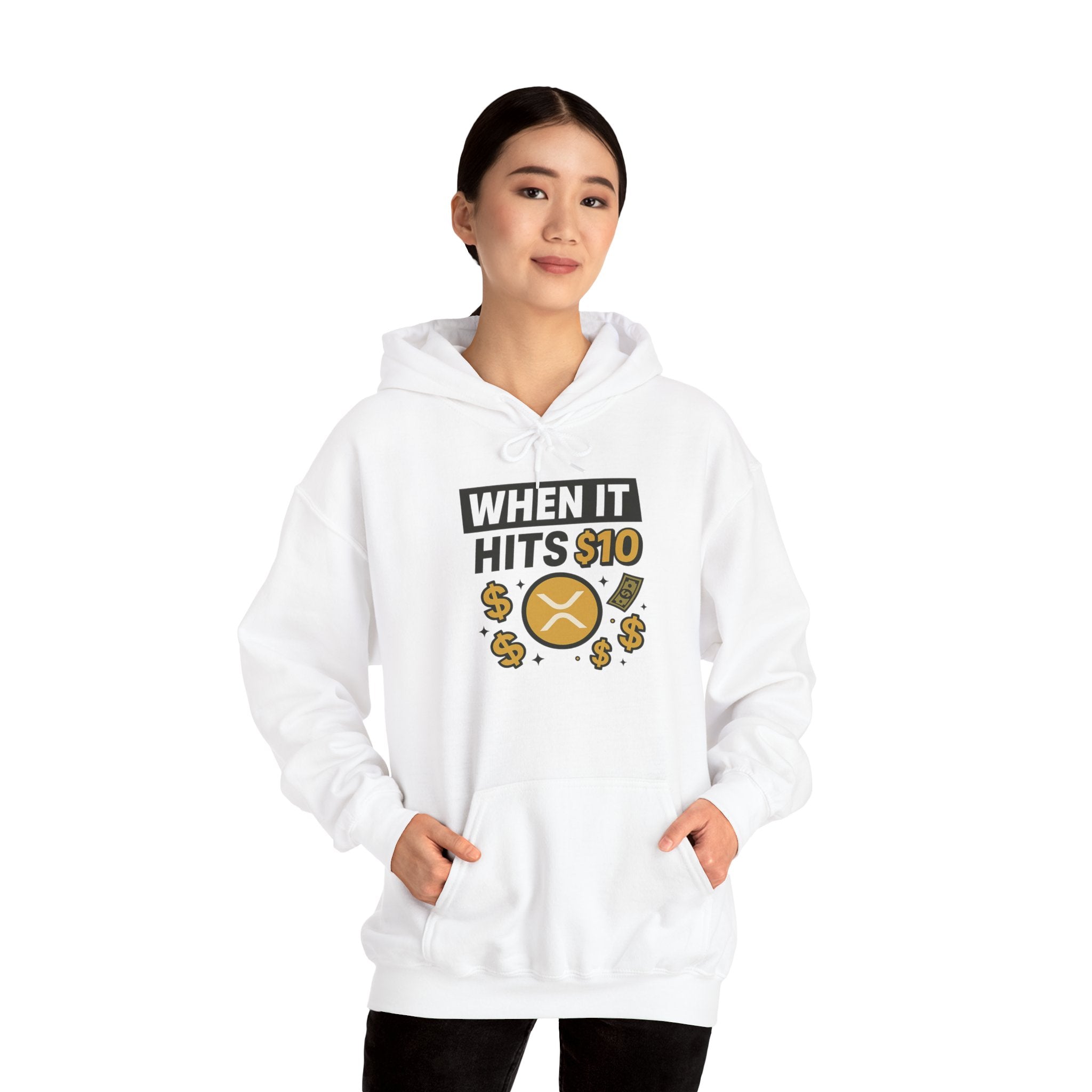 Crypto HODL Hoodie – "When It Hits 10" Funny XRP Coin Sweatshirt
