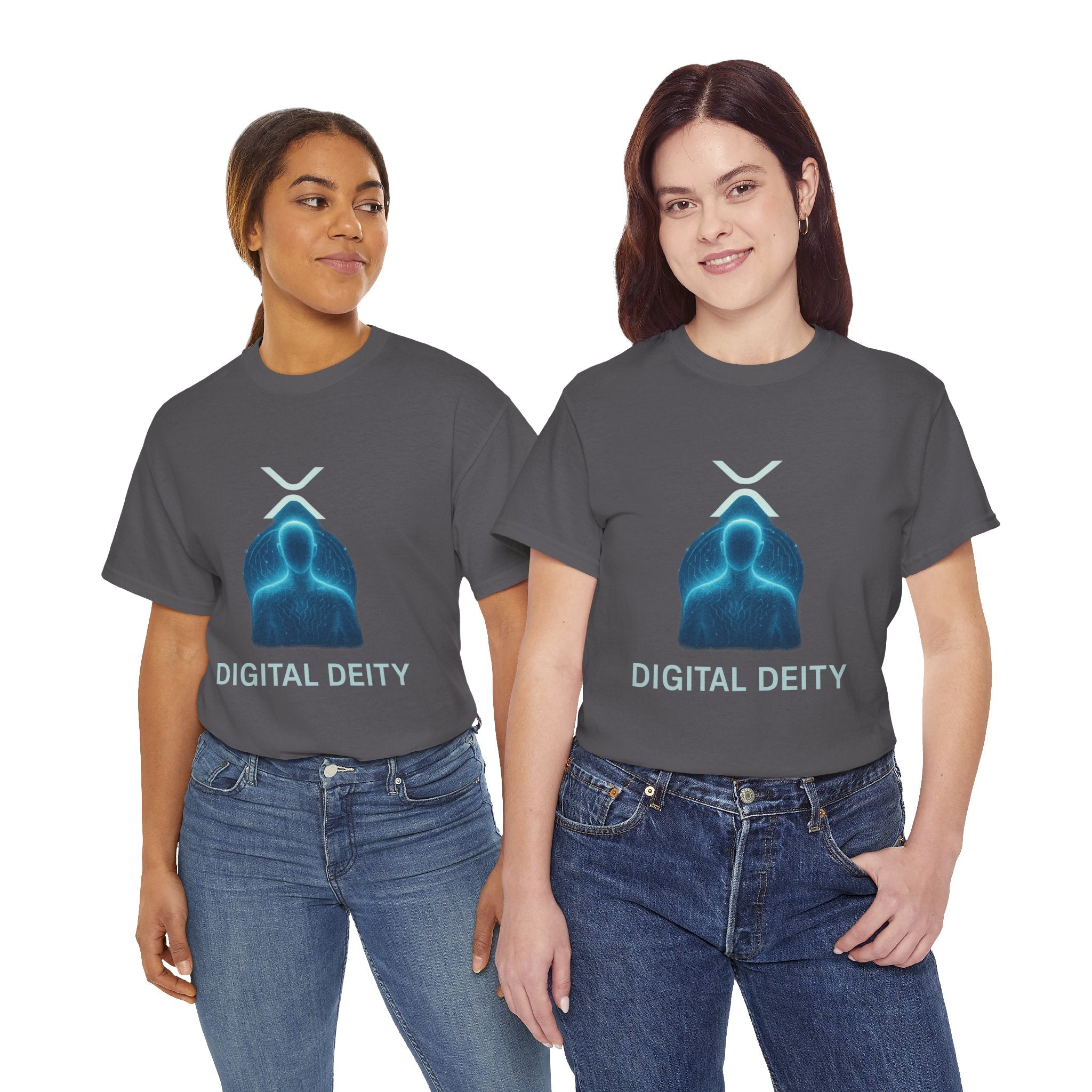 Digital Deity T‑Shirt — Futuristic Neon Tech Hoodie Tee