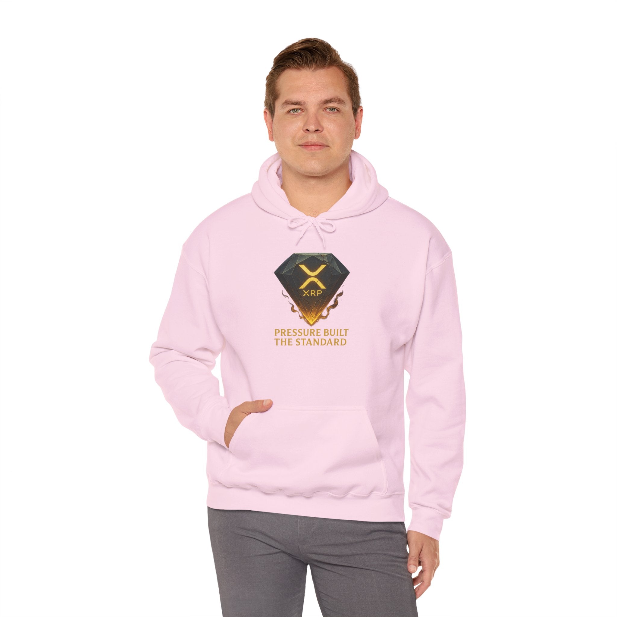 XRP Crypto Hoodie — "Pressure Built The Standard" Logo Pullover