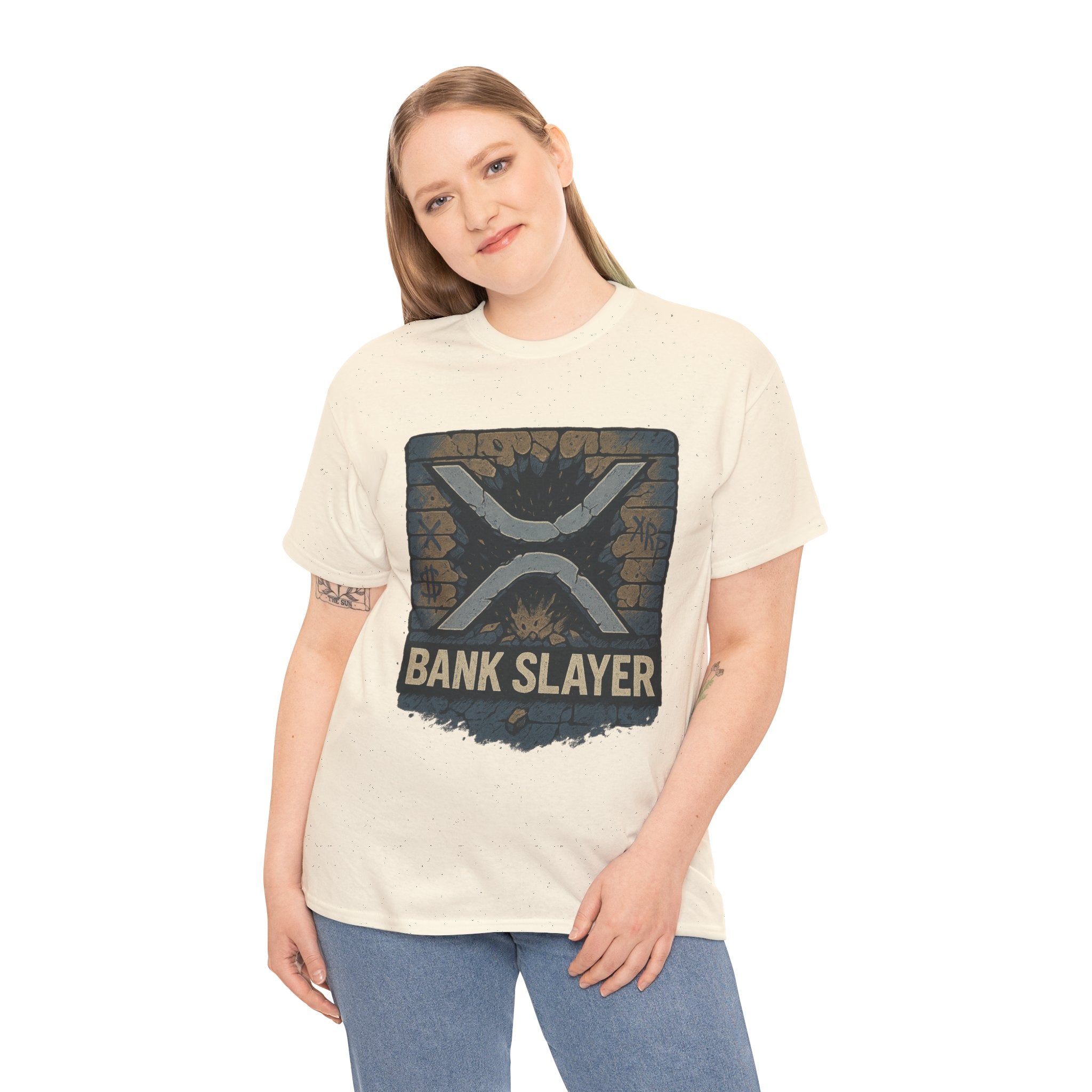 Bank Slayer T‑Shirt — Retro Grunge Crypto XRP Design
