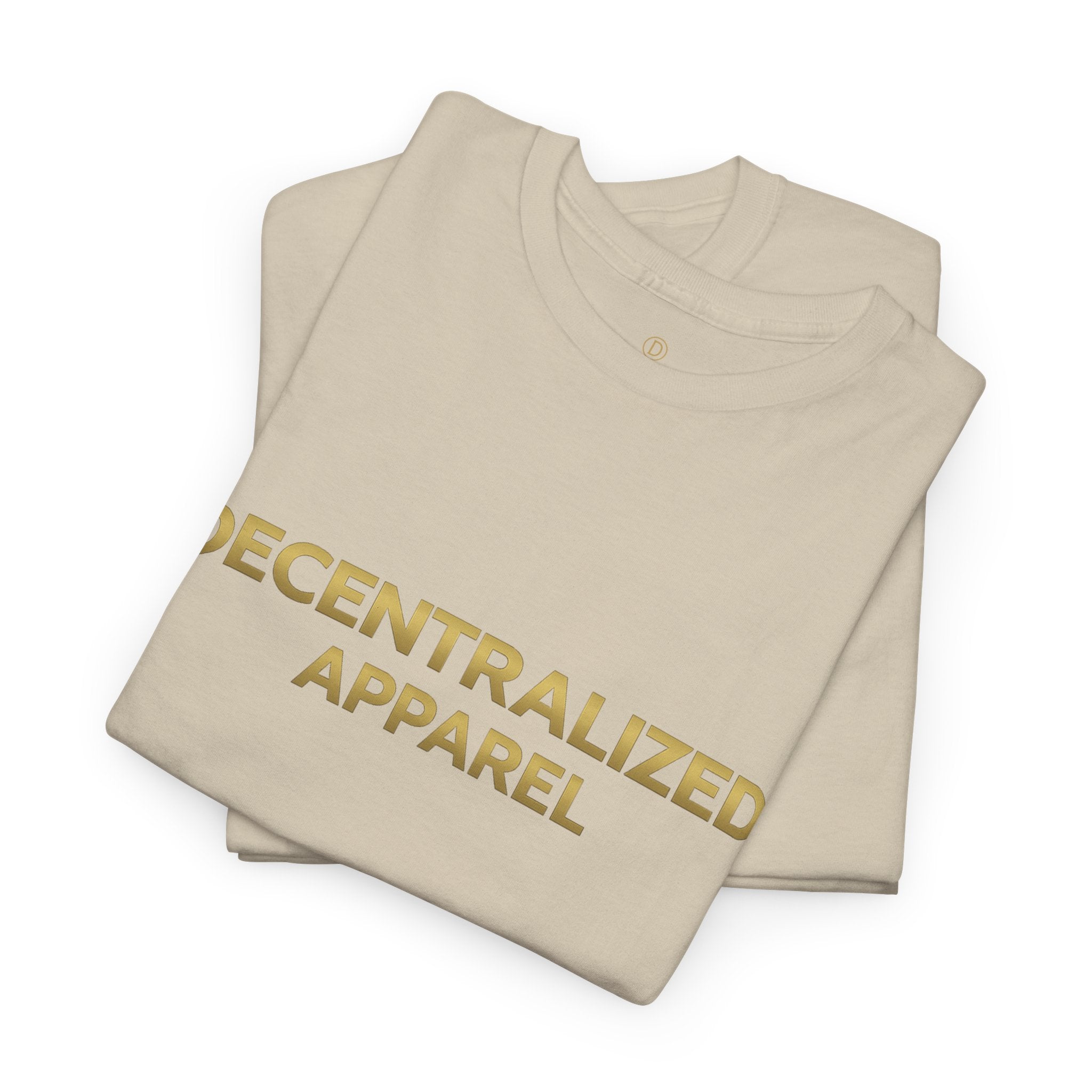 Decentralized Apparel T‑Shirt — Minimal Gold Logo Tee