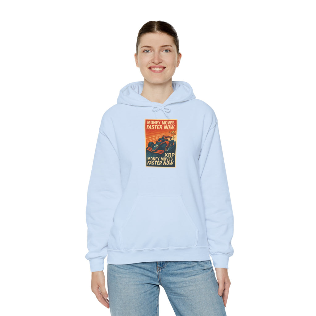 XRP 'Money Moves Faster Now' Hoodie – Crypto Retro Graphic Pullover