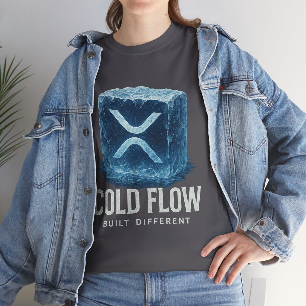 Cold Flow Ripple Logo T‑Shirt — 'Cold Flow: Built Different' Ice Cube Design