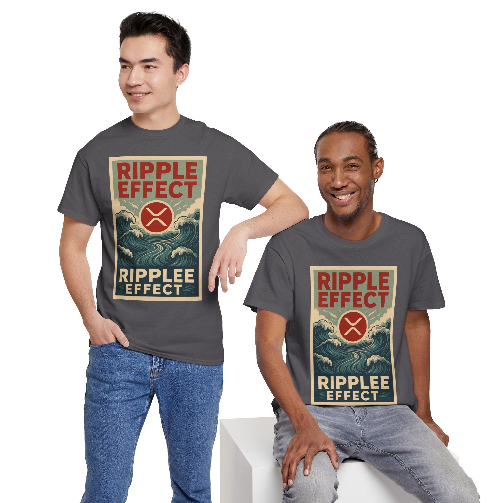 Ripple Effect Tee — Vintage Wave XRP Crypto Graphic T-Shirt
