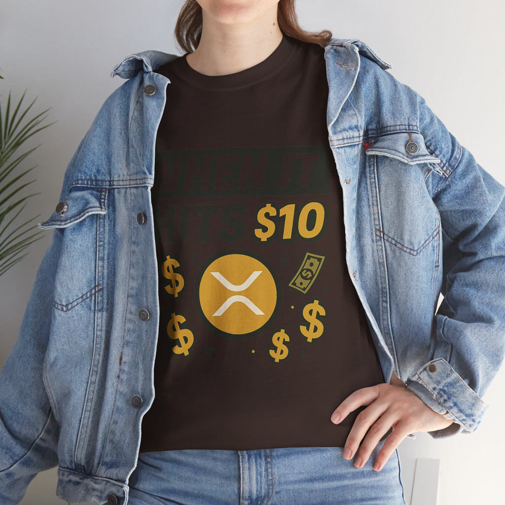 Crypto Tee - "When It Hits 10" Ripple XRP Meme Shirt