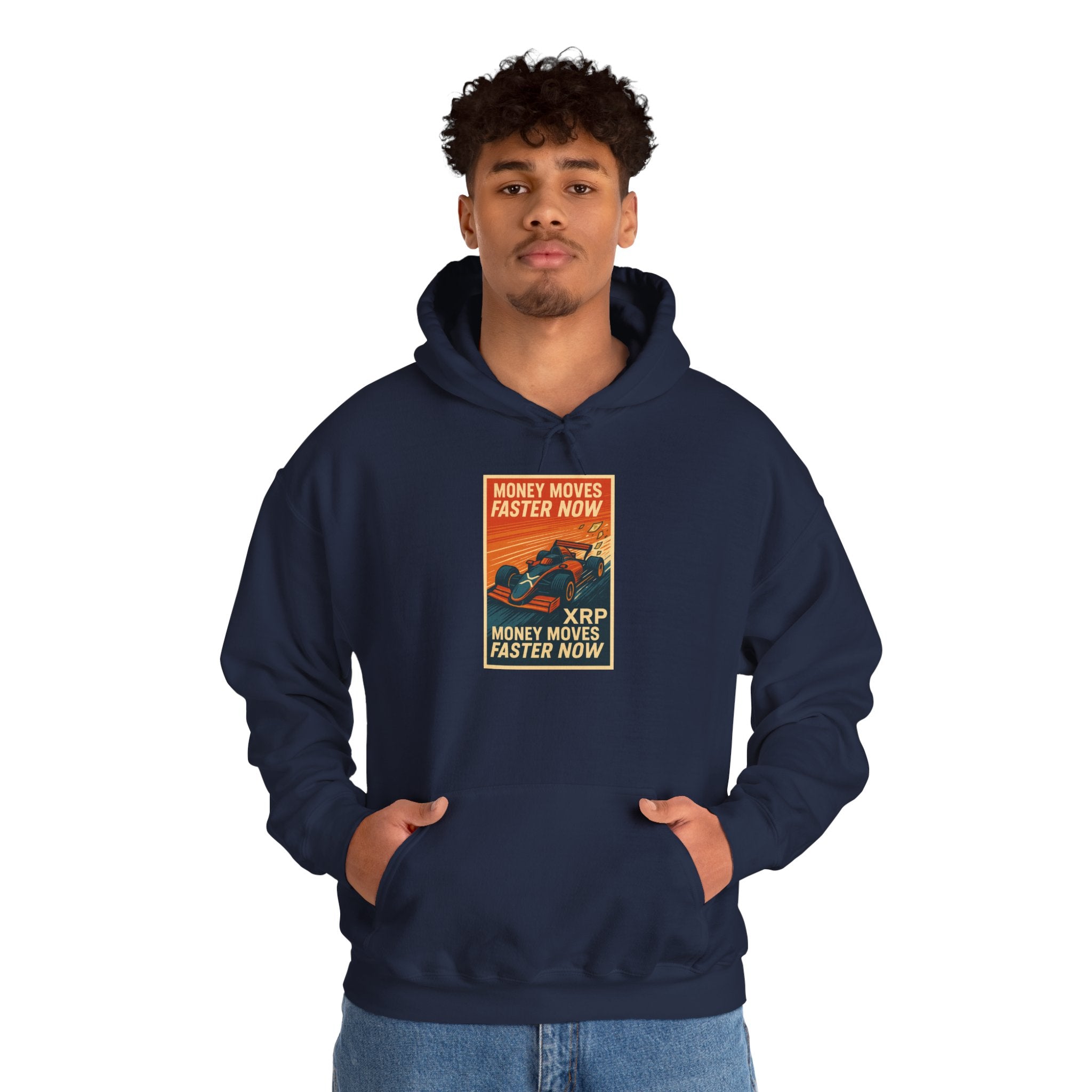 XRP 'Money Moves Faster Now' Hoodie – Crypto Retro Graphic Pullover