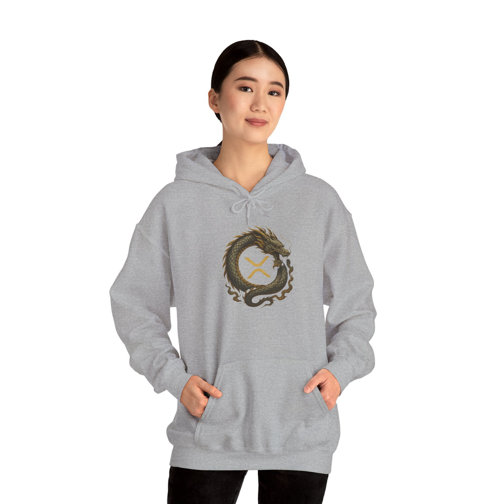 Dragon Ouroboros Hoodie with Ripple Rune — Mythic Symbol Pullover