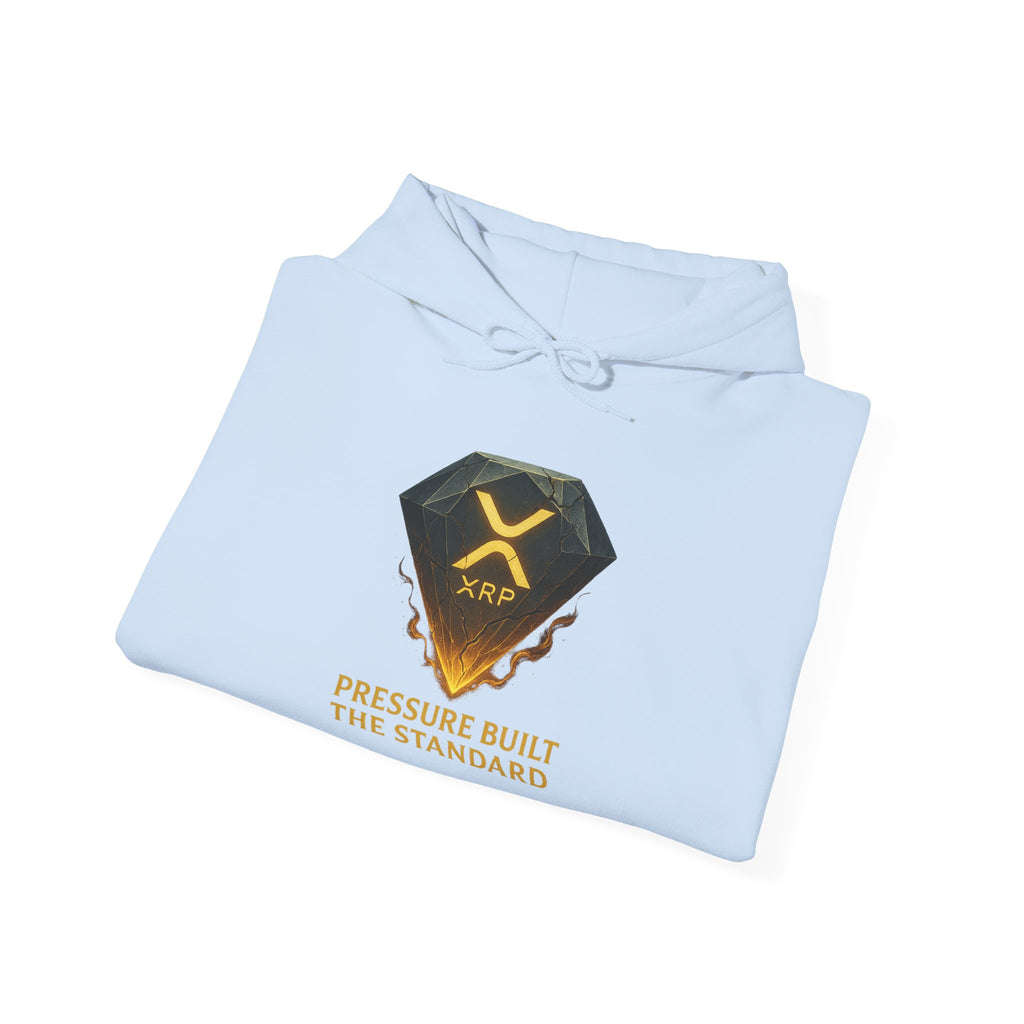 XRP Crypto Hoodie — "Pressure Built The Standard" Logo Pullover