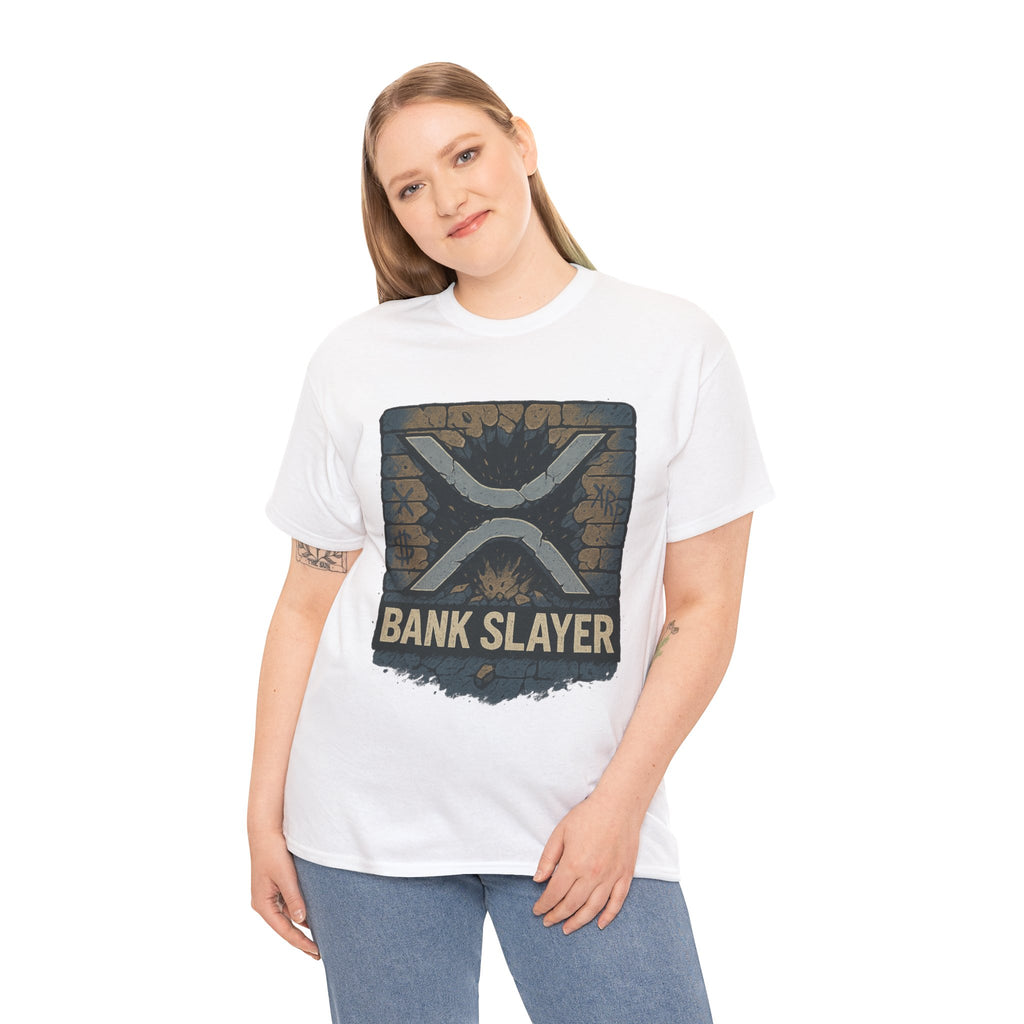 Bank Slayer T‑Shirt — Retro Grunge Crypto XRP Design