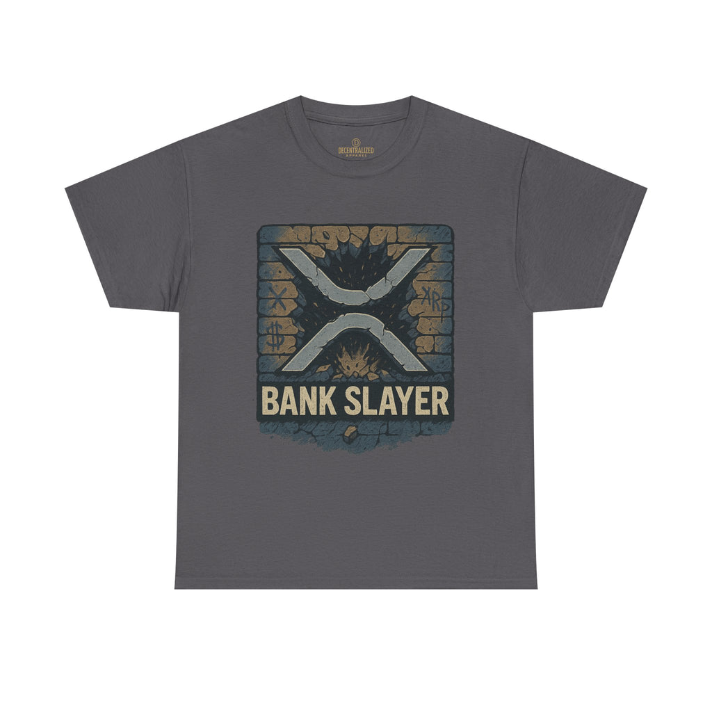 Bank Slayer T‑Shirt — Retro Grunge Crypto XRP Design