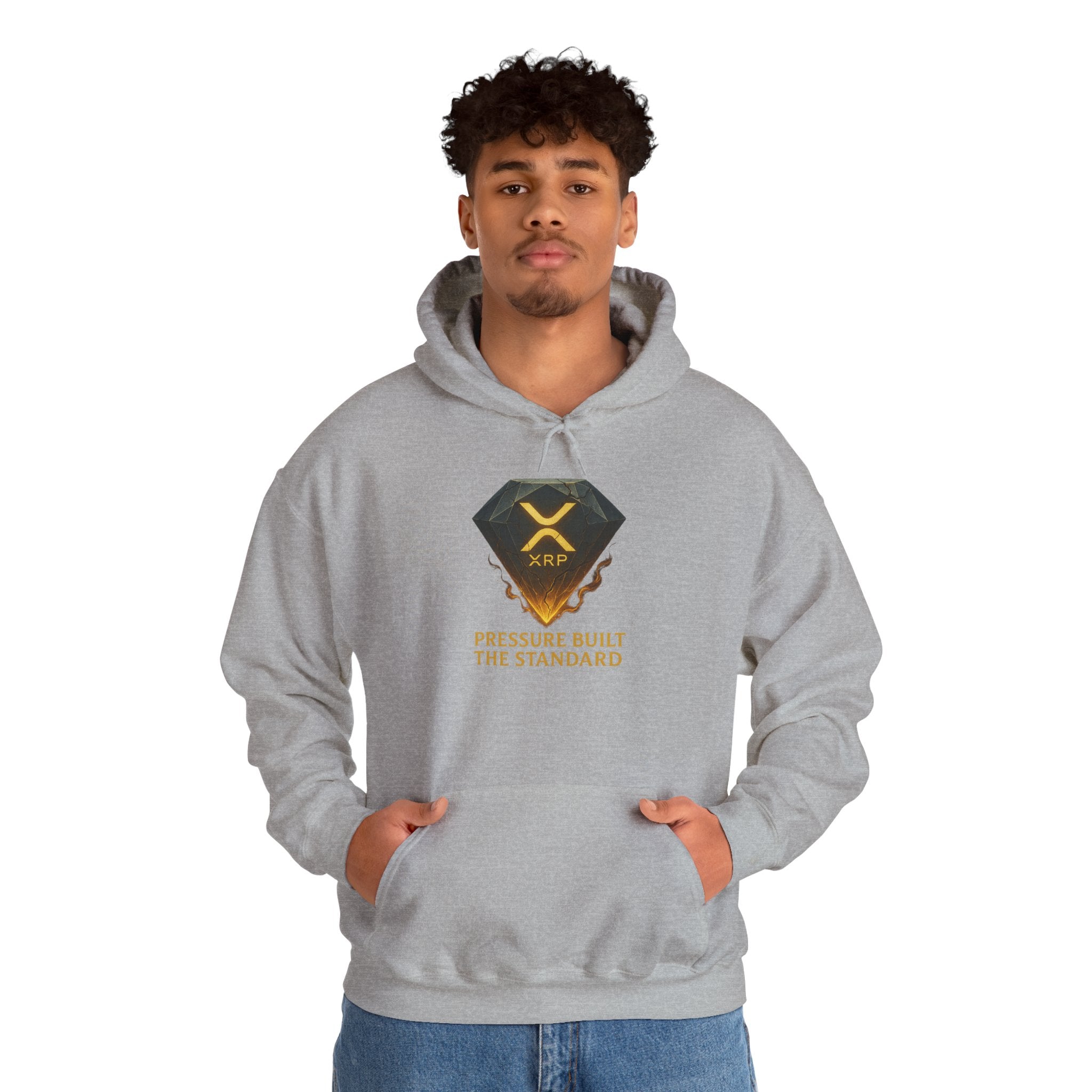 XRP Crypto Hoodie — "Pressure Built The Standard" Logo Pullover