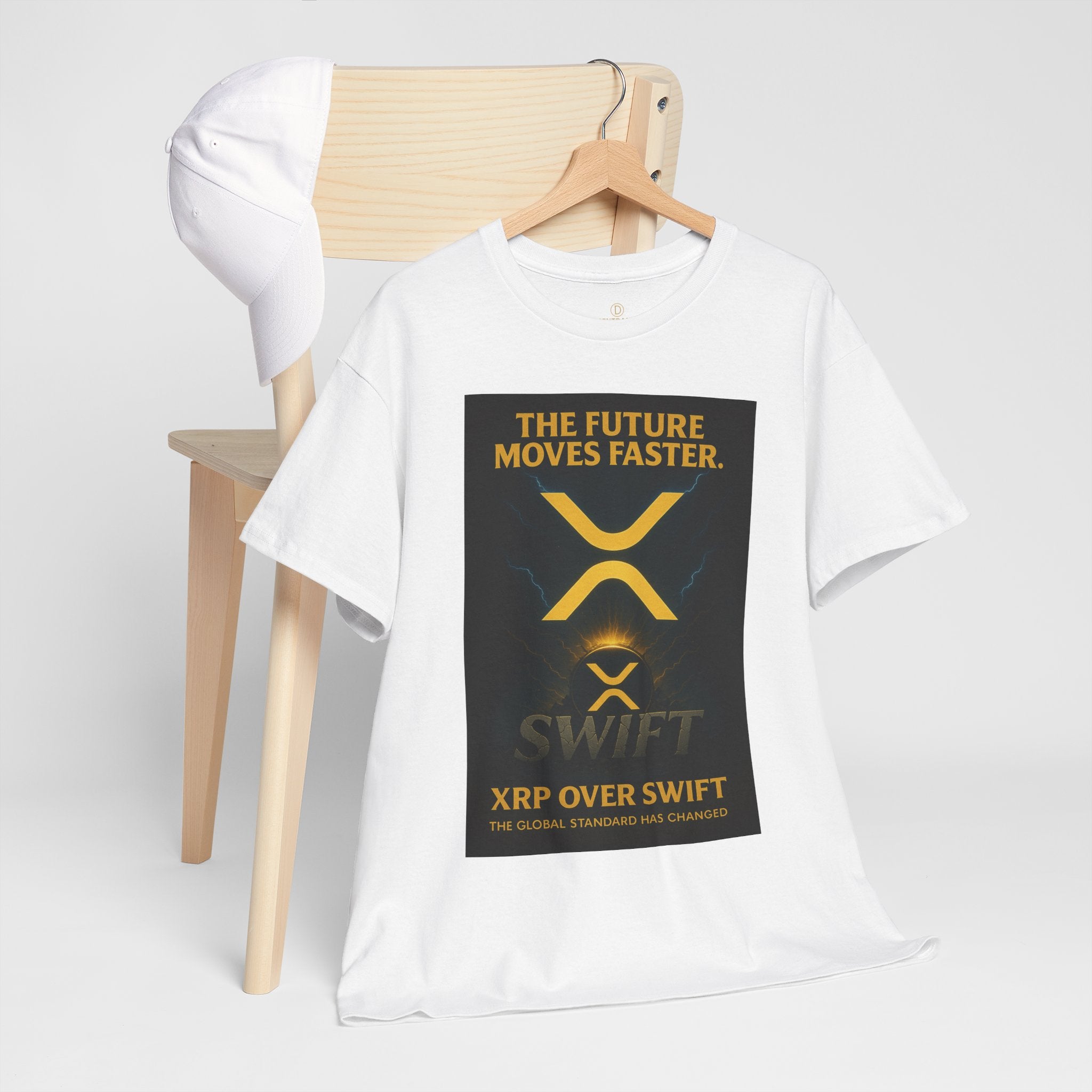 XRP Swift Crypto T-Shirt — “The Future Moves Faster” XRP Over Swift Tee