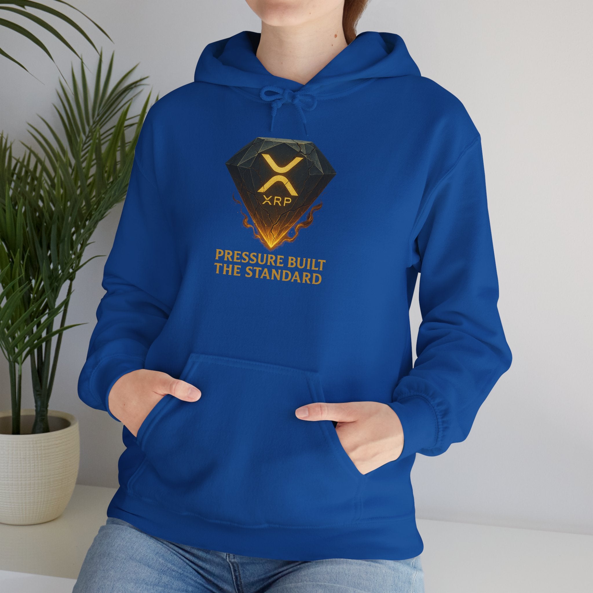 XRP Crypto Hoodie — "Pressure Built The Standard" Logo Pullover