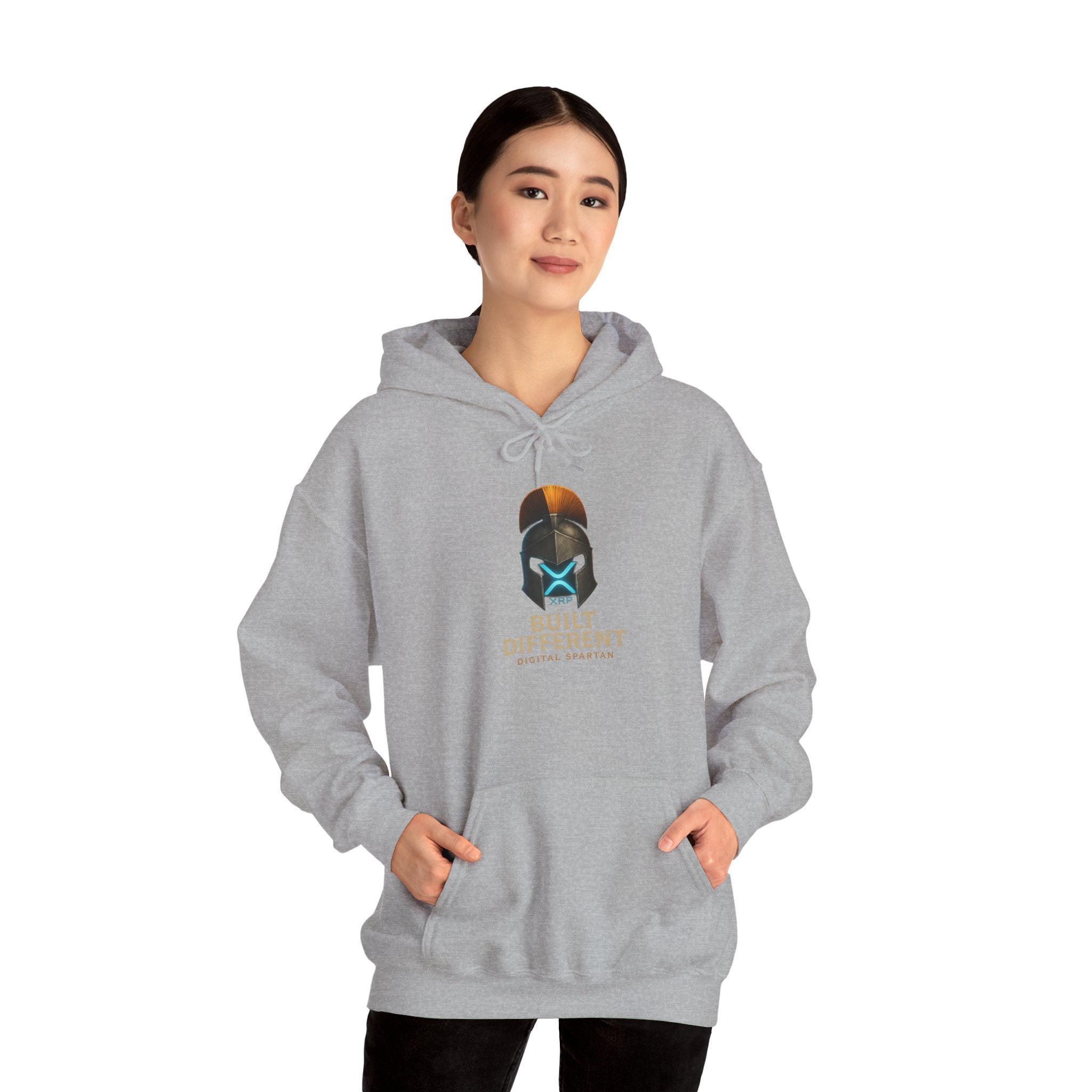 Built Different Hoodie — Futuristic Spartan Helmet Graphic Pullover