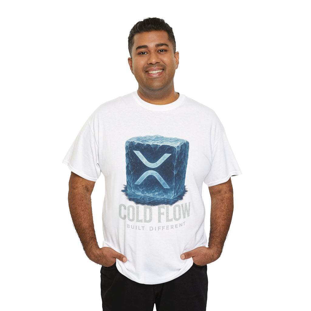 Cold Flow Ripple Logo T‑Shirt — 'Cold Flow: Built Different' Ice Cube Design