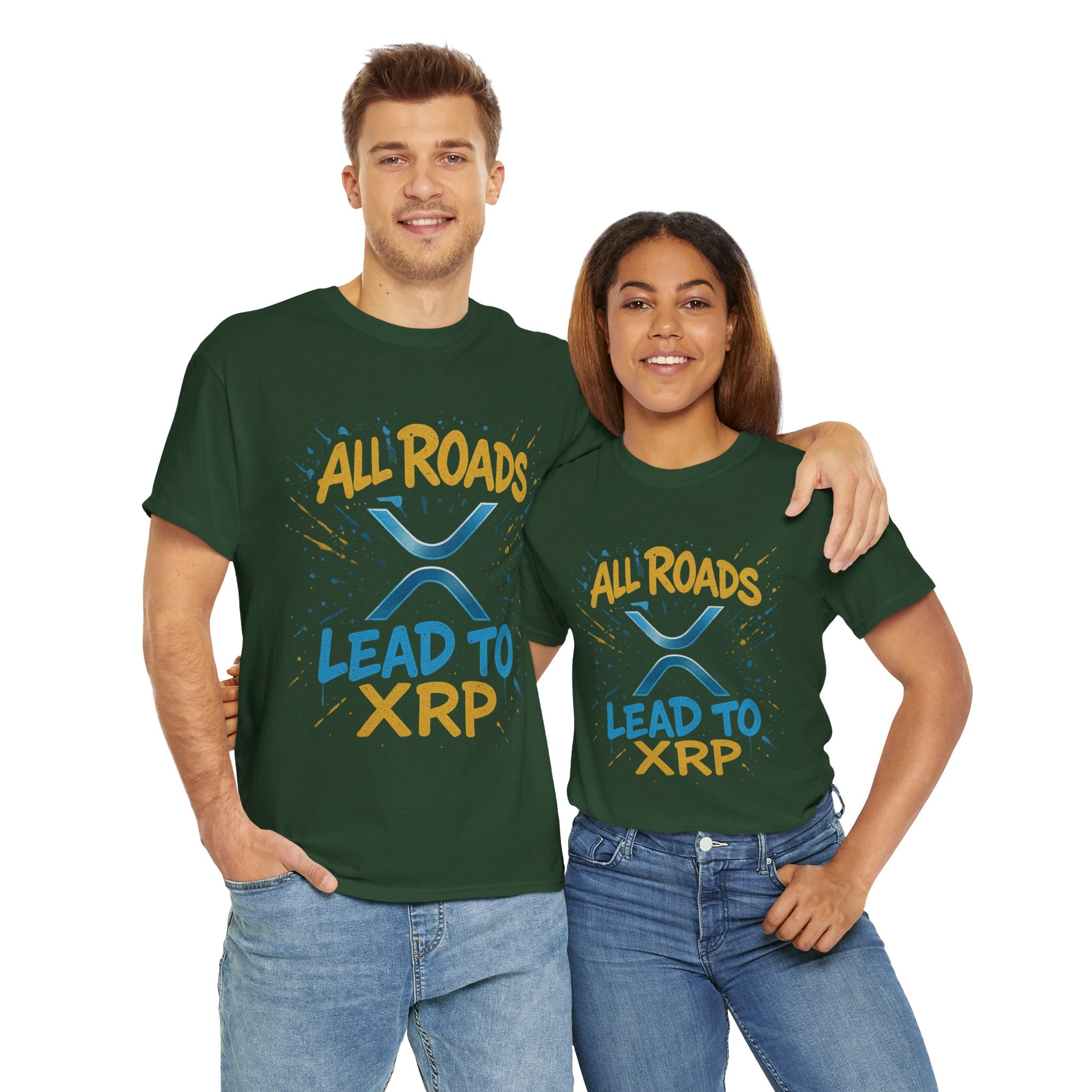 XRP Crypto Tee — "All Roads Lead to XRP" Casual Cryptocurrency Shirt