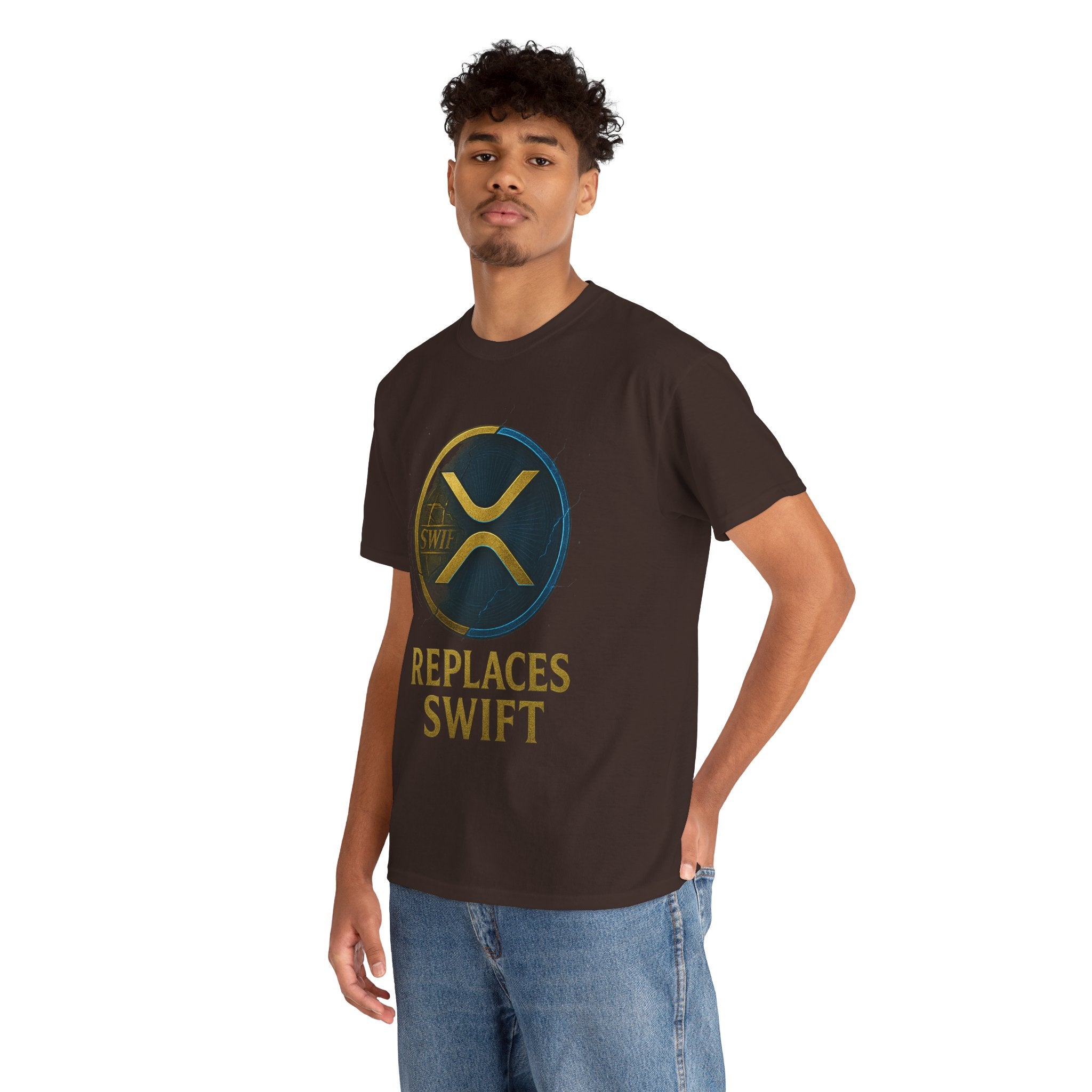 XRP 'Replaces Swift' Cotton Tee — Crypto Ripple Logo T-Shirt