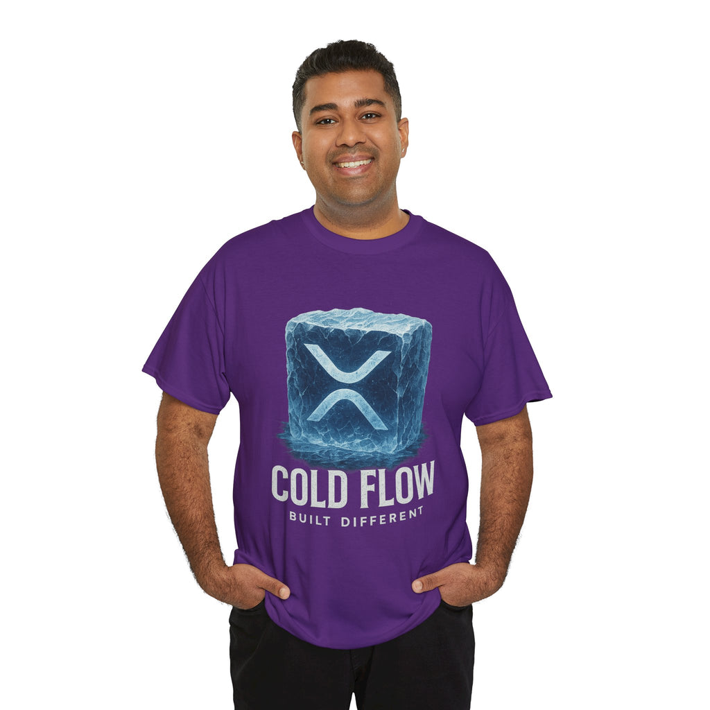Cold Flow Ripple Logo T‑Shirt — 'Cold Flow: Built Different' Ice Cube Design