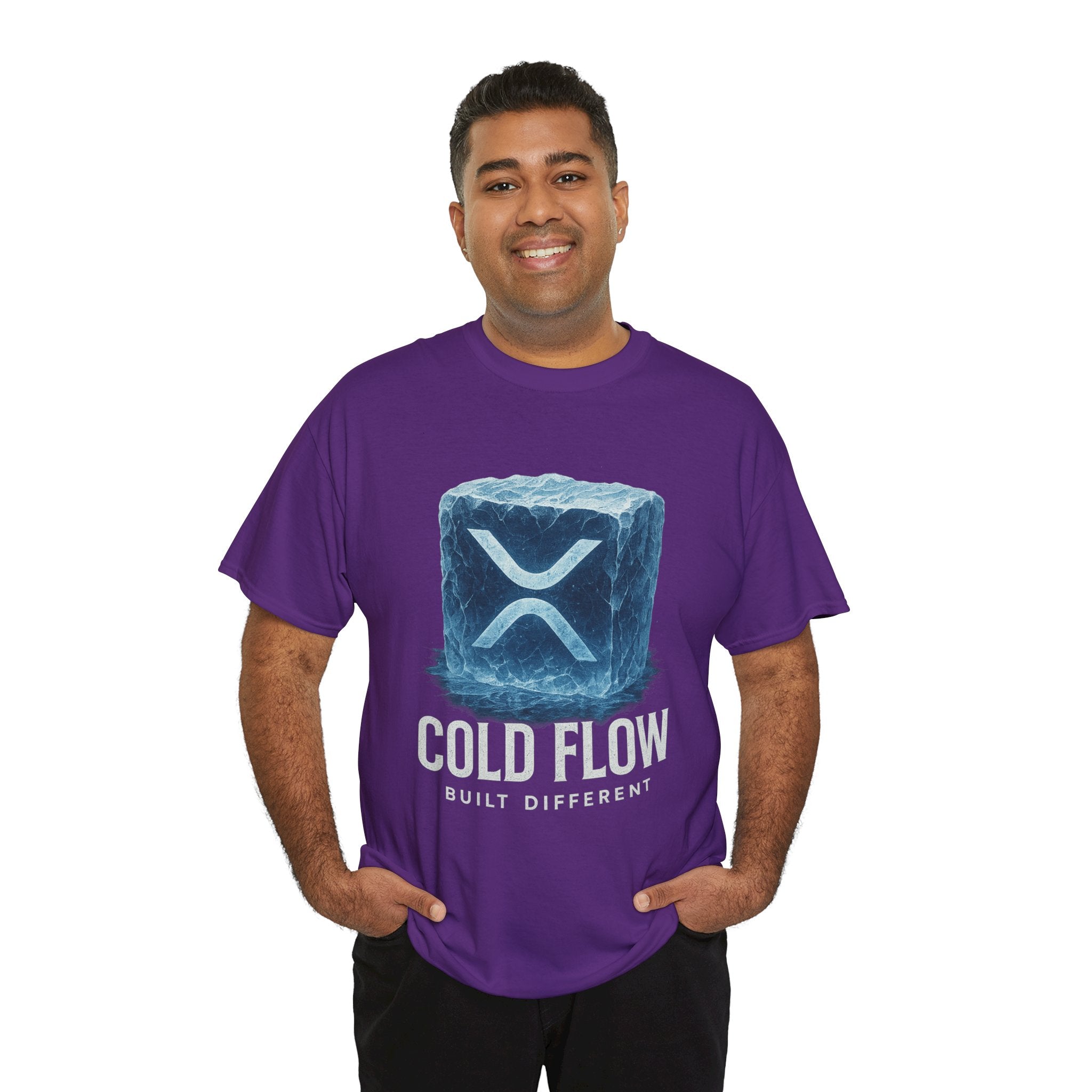 Cold Flow Ripple Logo T‑Shirt — 'Cold Flow: Built Different' Ice Cube Design