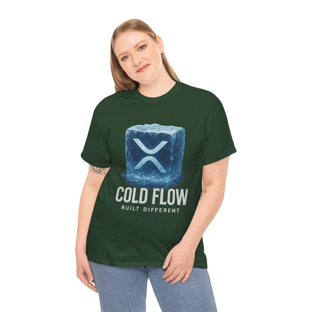 Cold Flow Ripple Logo T‑Shirt — 'Cold Flow: Built Different' Ice Cube Design