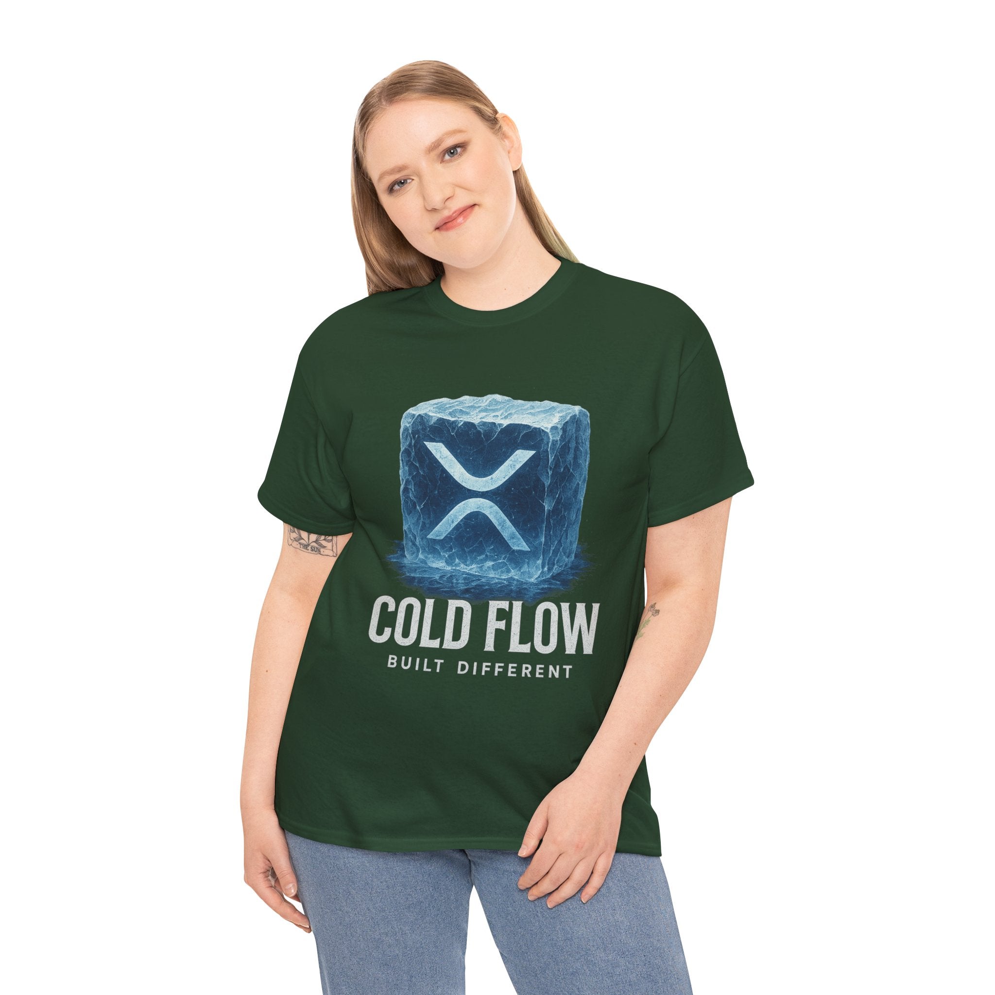Cold Flow Ripple Logo T‑Shirt — 'Cold Flow: Built Different' Ice Cube Design